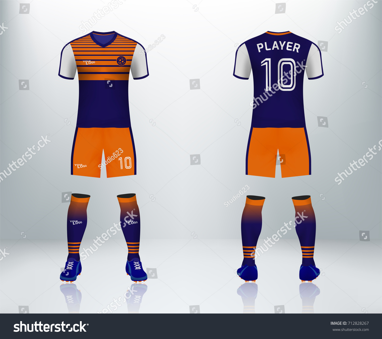 Vector De Stock Libre De Regalias Sobre 3d Realistic Font Back Orange Soccer