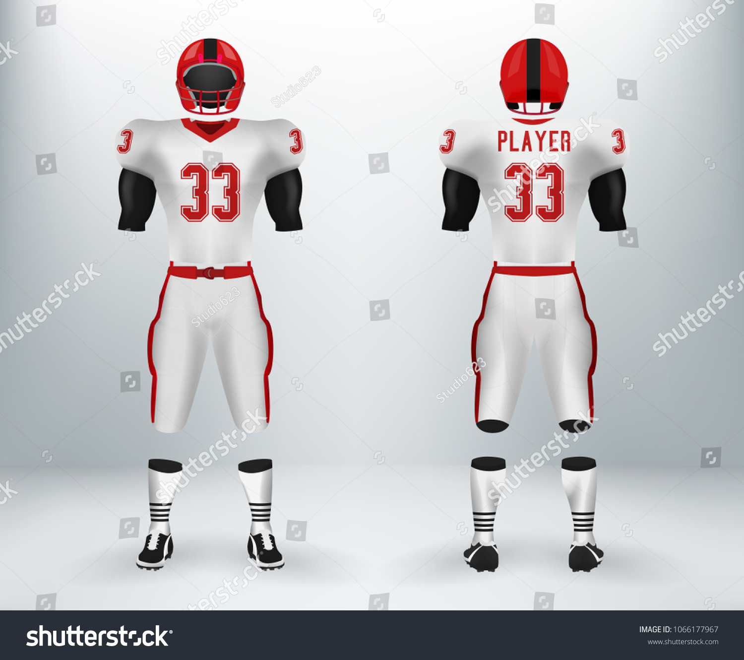 red and white american football jersey