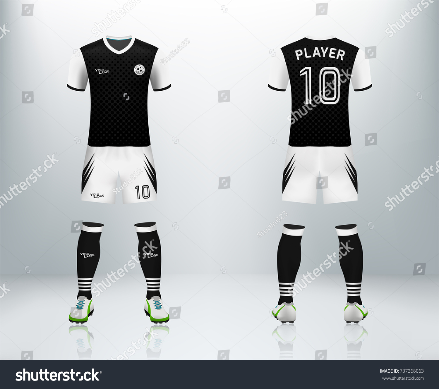 white and black soccer jersey