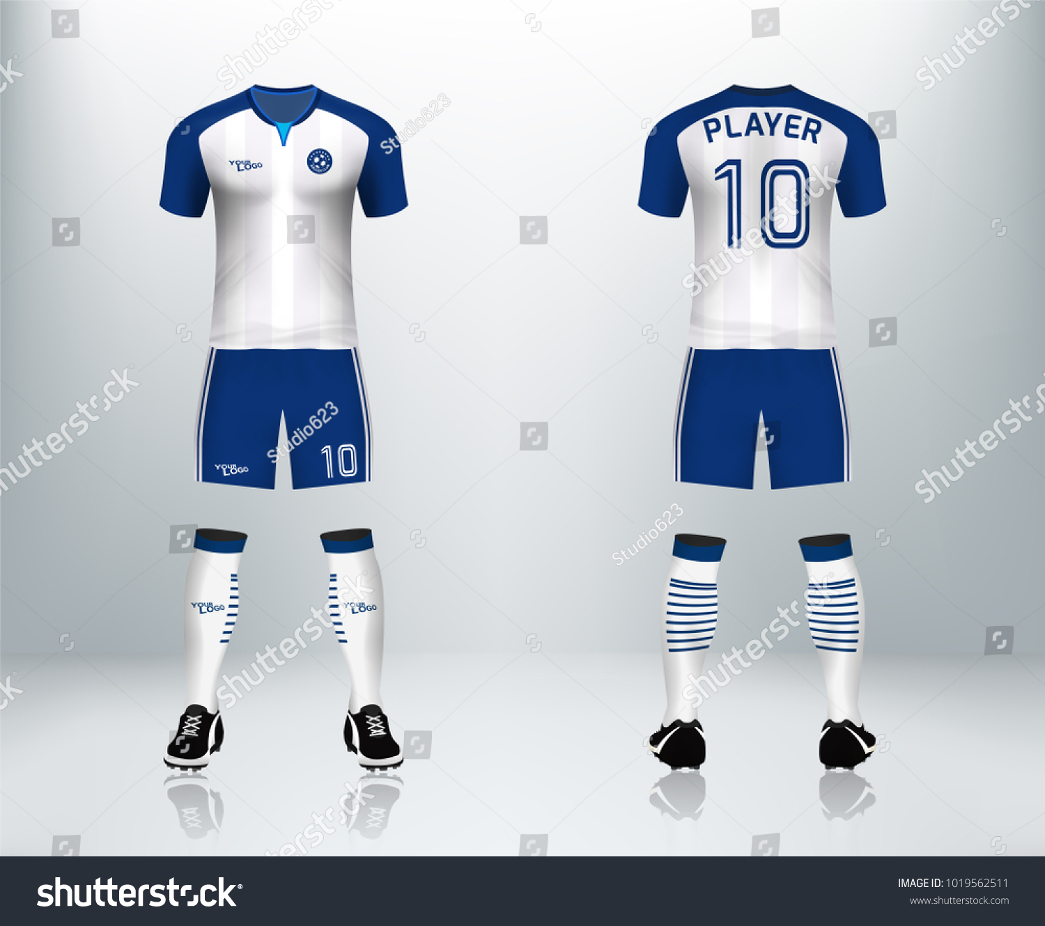 blue and white soccer jersey