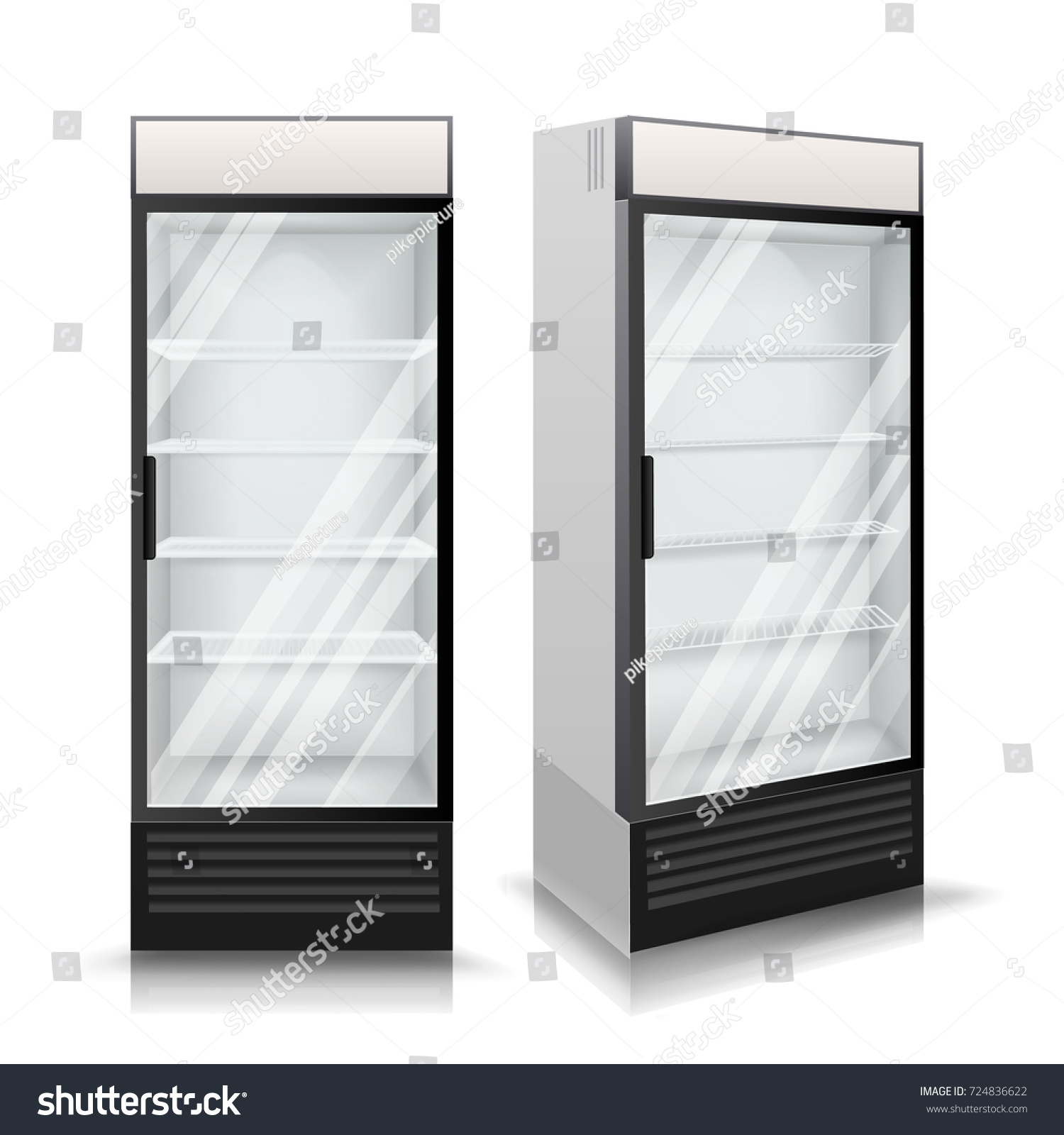 SVG of 3D Realistic Refrigerator Vector. Glass Door Fridge Isolated Illustration svg