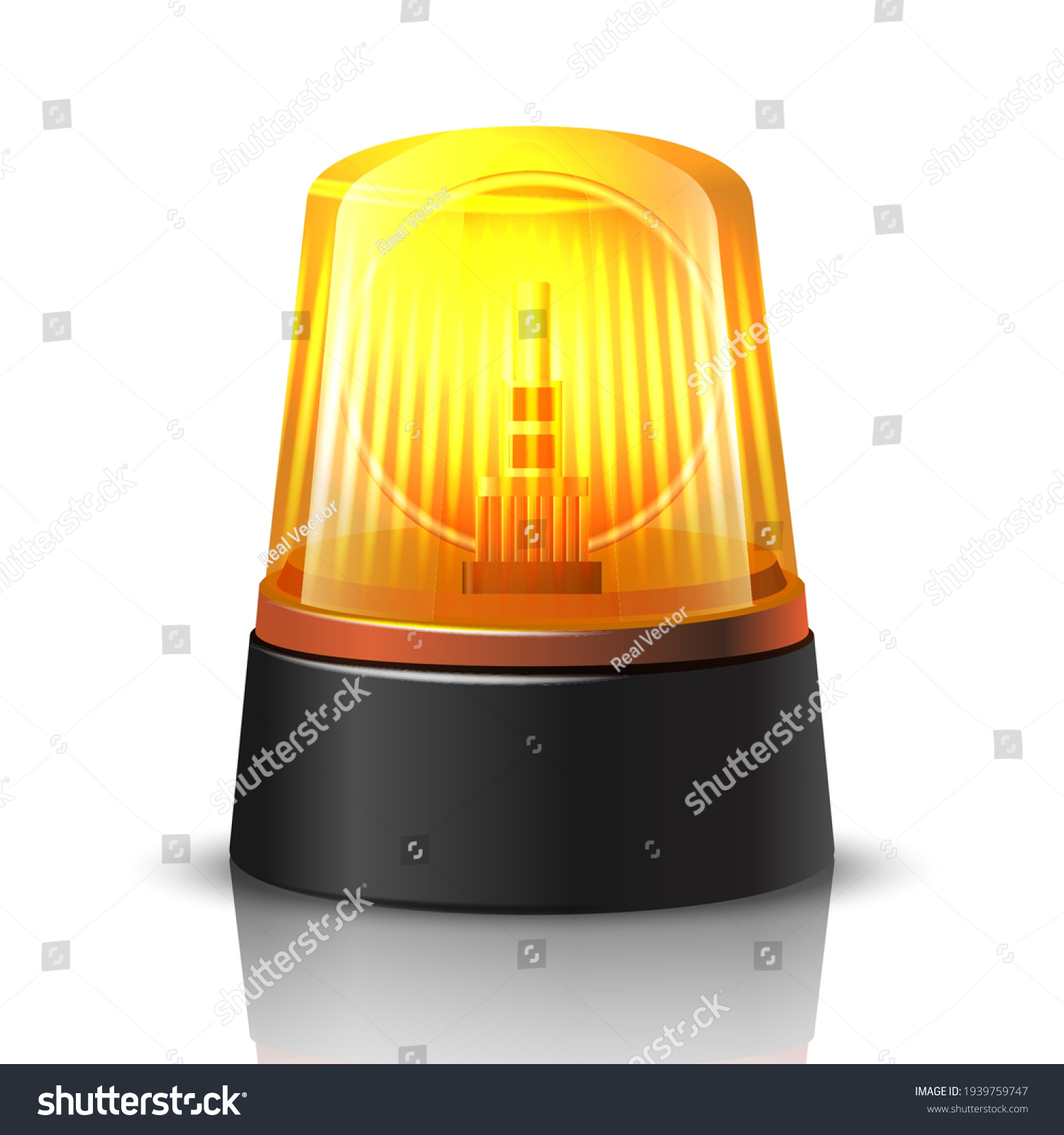 SVG of 3d realistic vector orange danger hazard car top light glowing on white background. svg