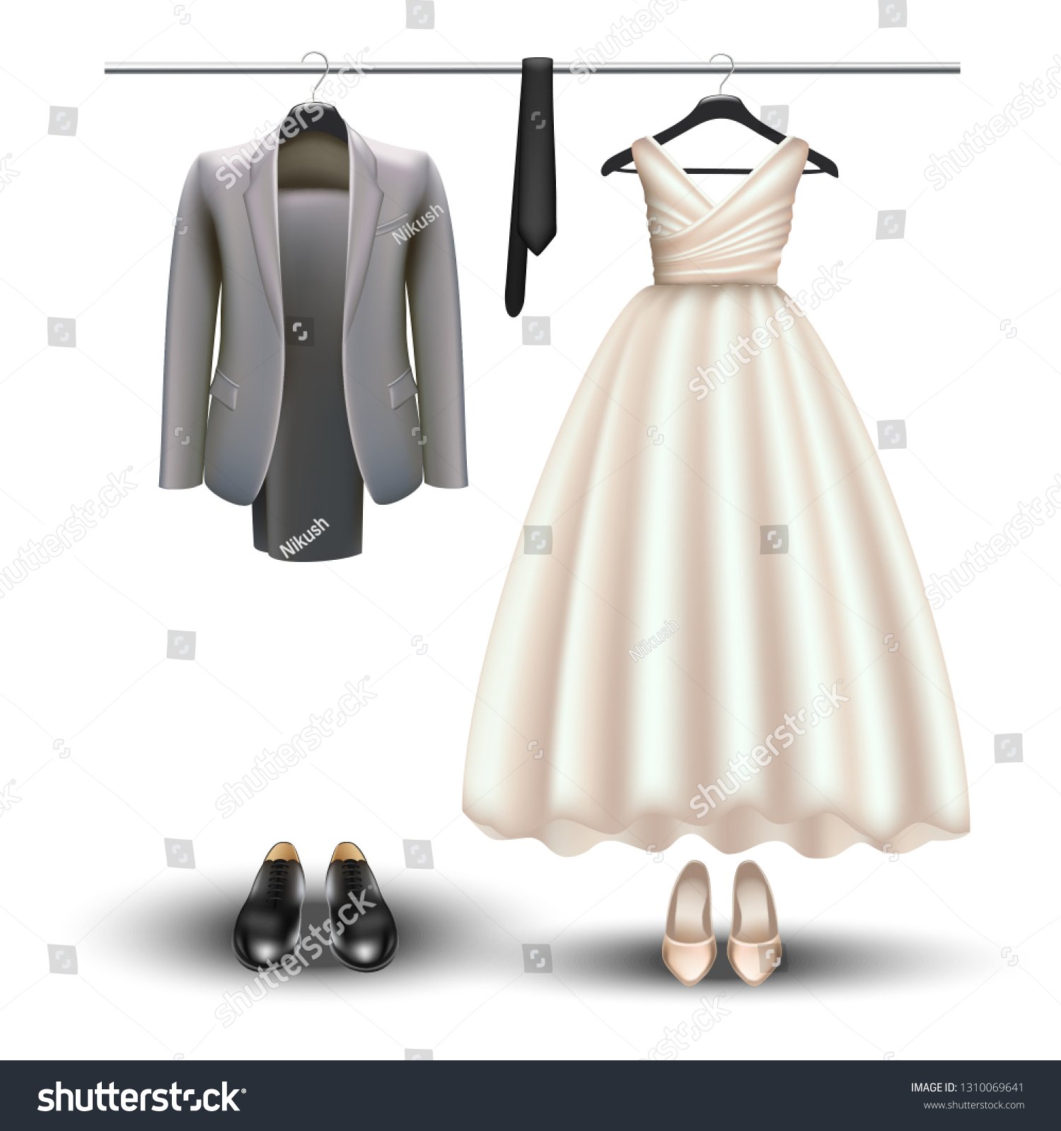 3d Realistic Vector Wardrobe Concept Bride Stock Vector Royalty Free 1310069641 Shutterstock 