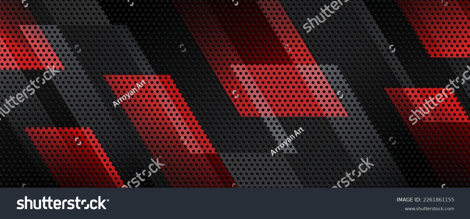 SVG of 3D red black techno abstract background overlap layer on dark space with lines decoration. Modern graphic design element perforated style for banner, flyer, card, brochure cover, or landing page svg