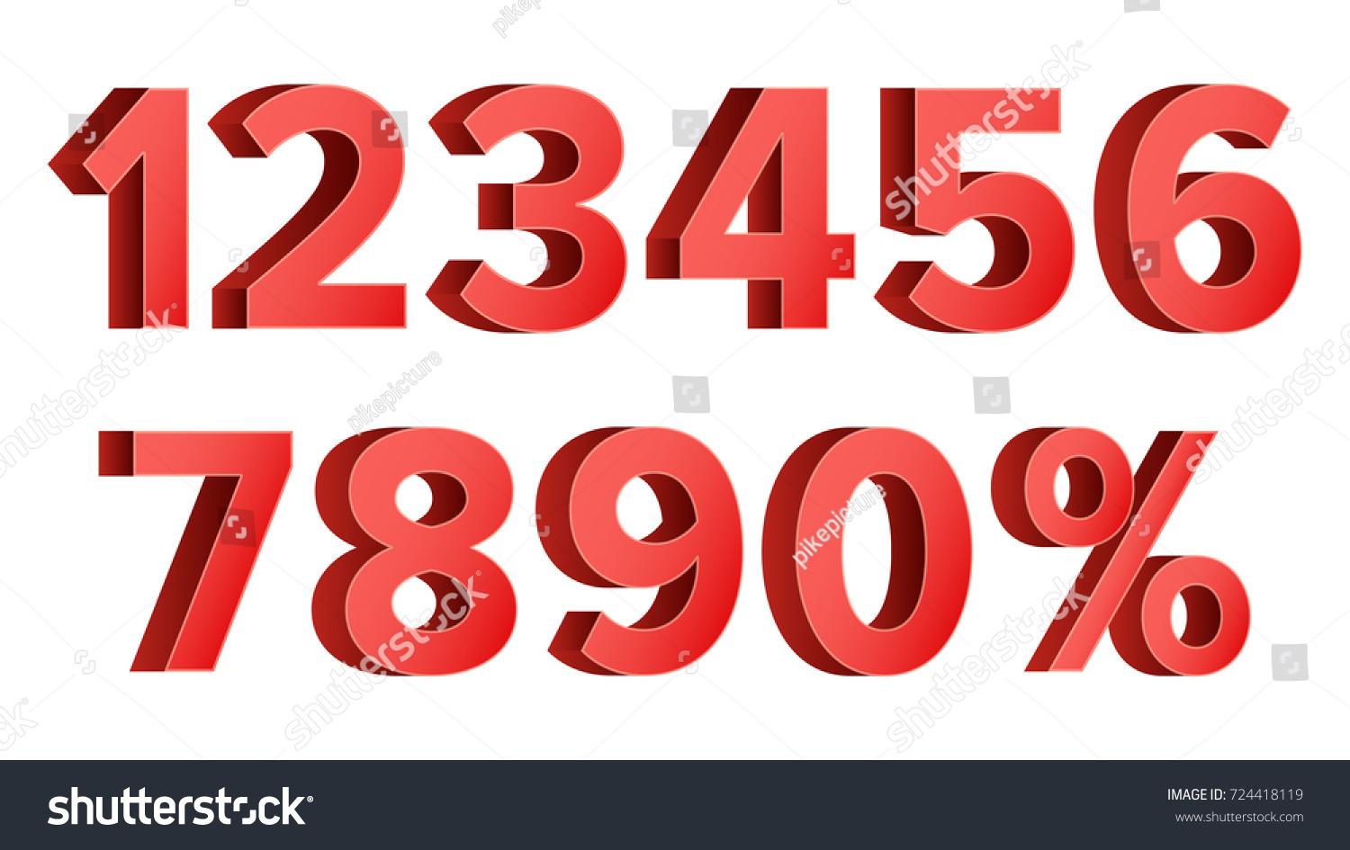 3d Red Discount Numbers Vector Percent Stock Vector (Royalty Free ...