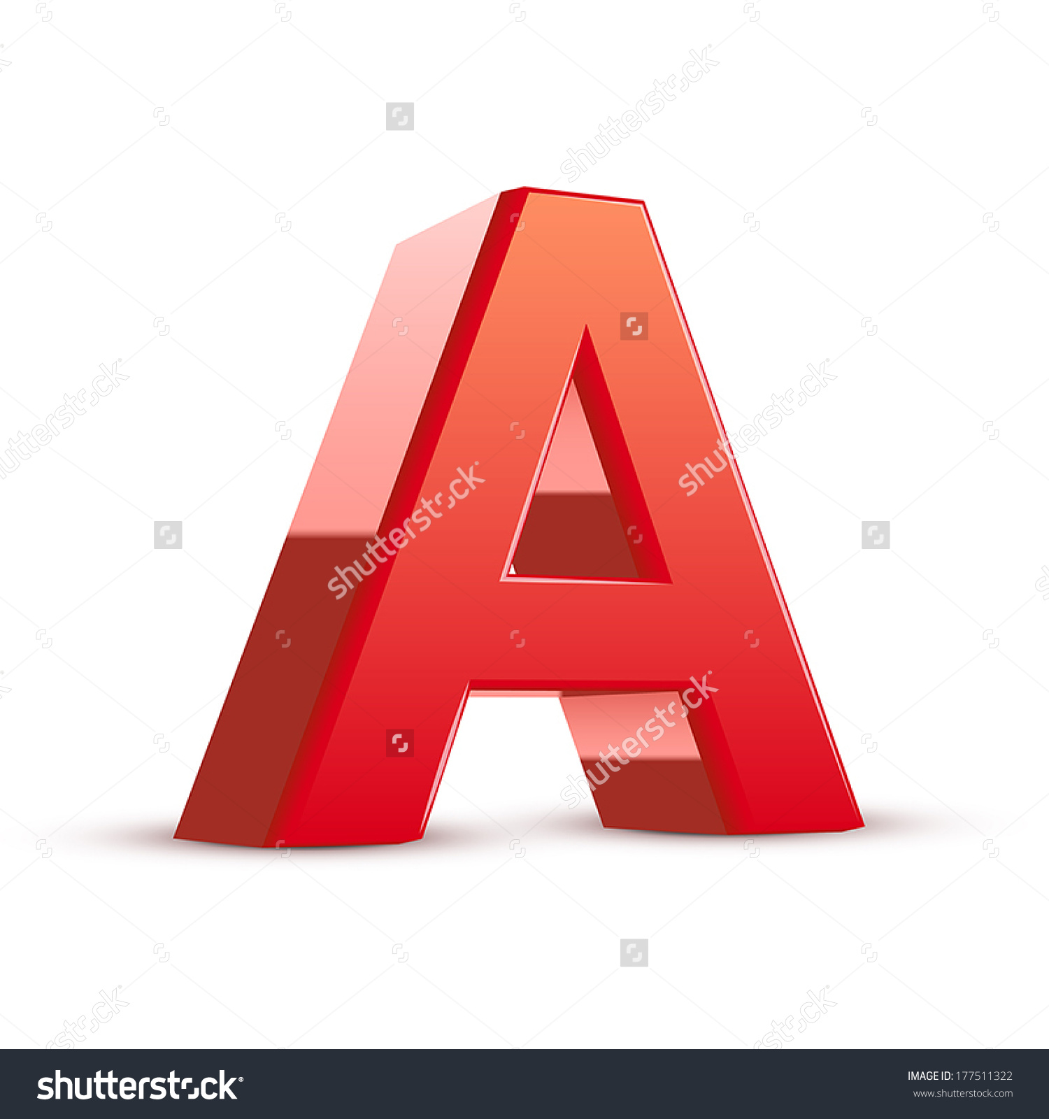 3d Red Letter A Isolated White Background Stock Vector 177511322 ...