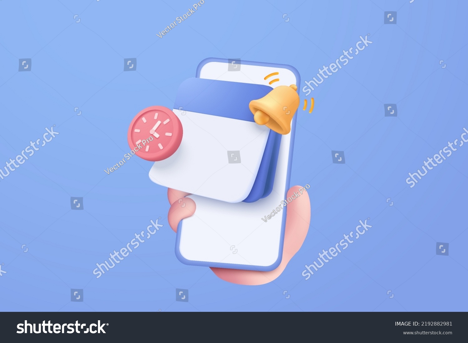 SVG of 3D reminder in calendar on mobile phone in hand. notifications 3d icon with floating elements. Alert for business planning ,events, reminder and timetable. 3d calendar vector icon render on calendar svg