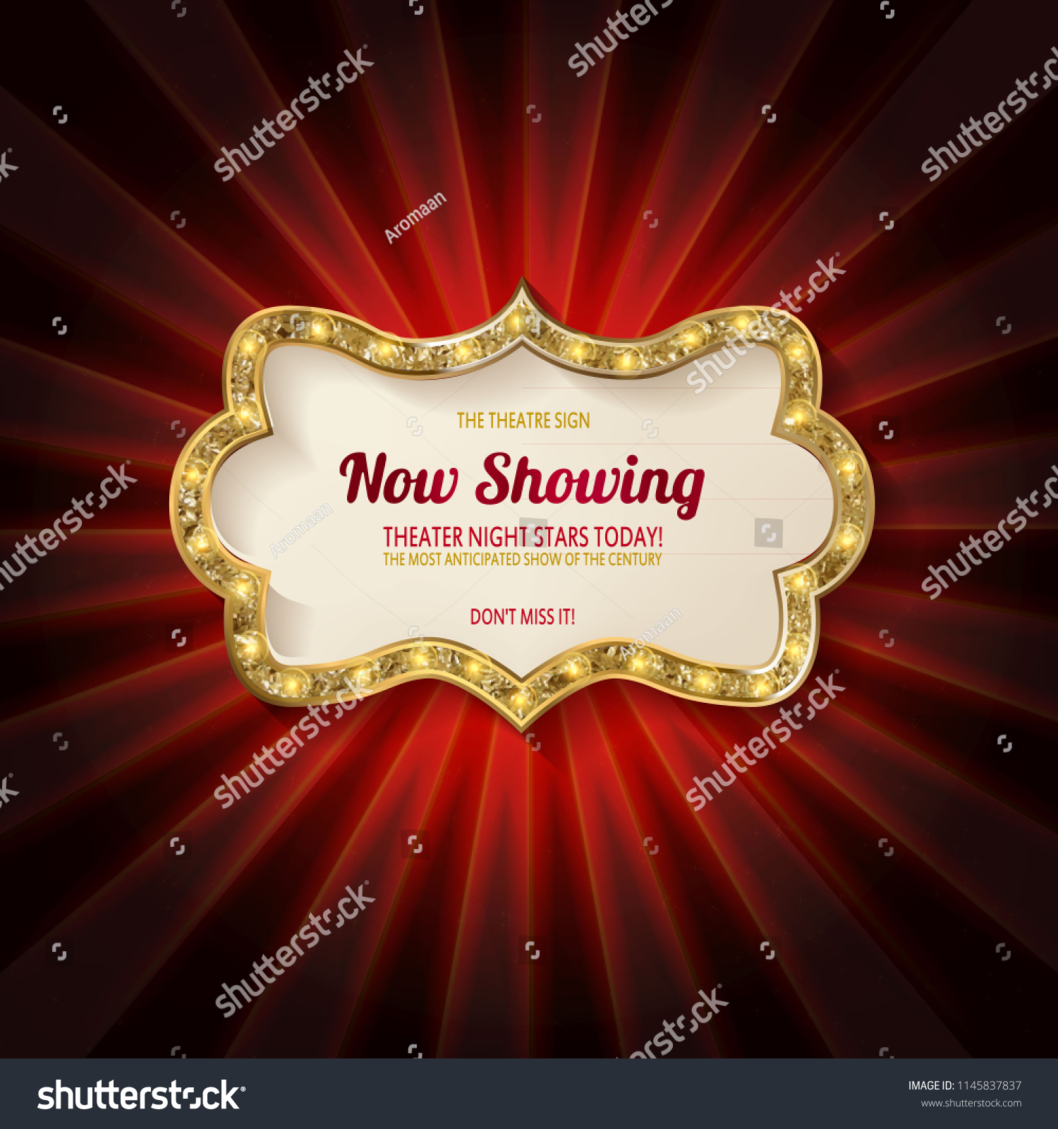 3d Render Marquee Light Board Sign Stock Vector (Royalty Free ...