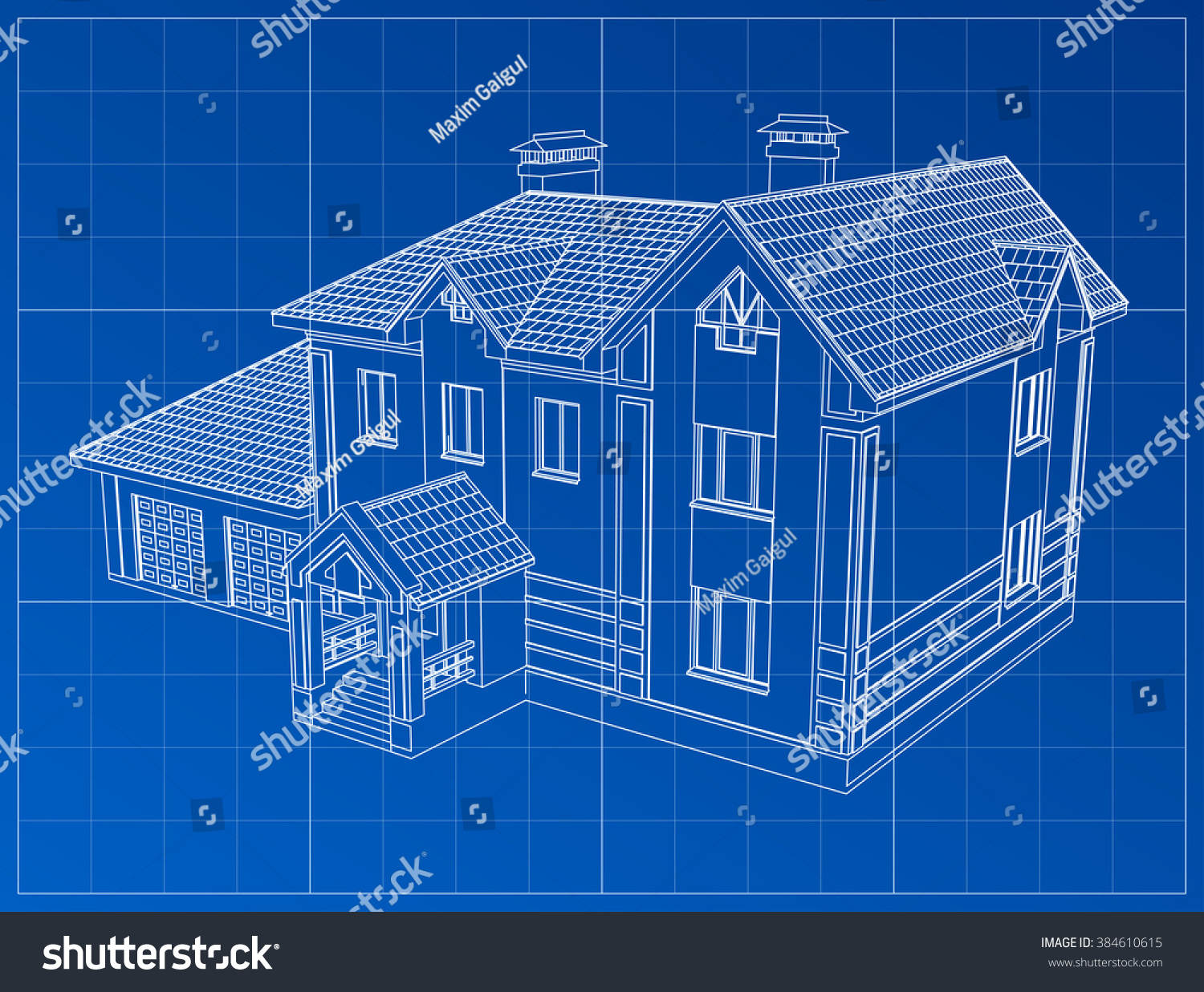 3d Render Building Vector Contours Houses Stock Vector (Royalty Free ...