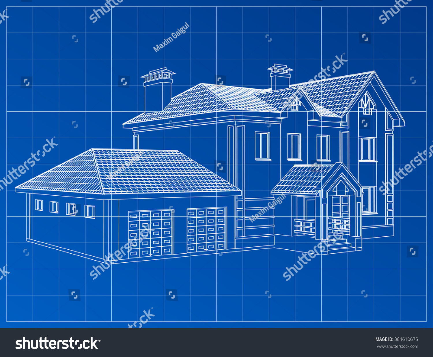3d Render Building Vector Contours Houses Stock Vector 384610675 - Shutterstock