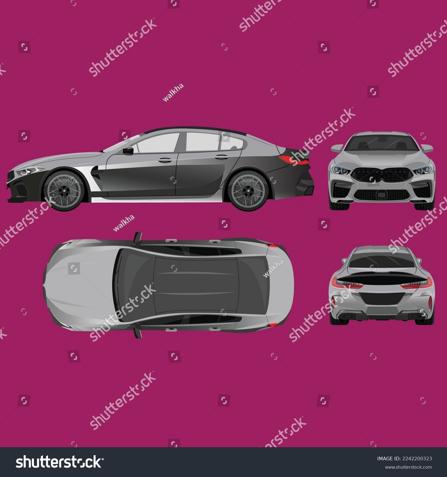SVG of 3D rendering of a brand-less generic concept car svg