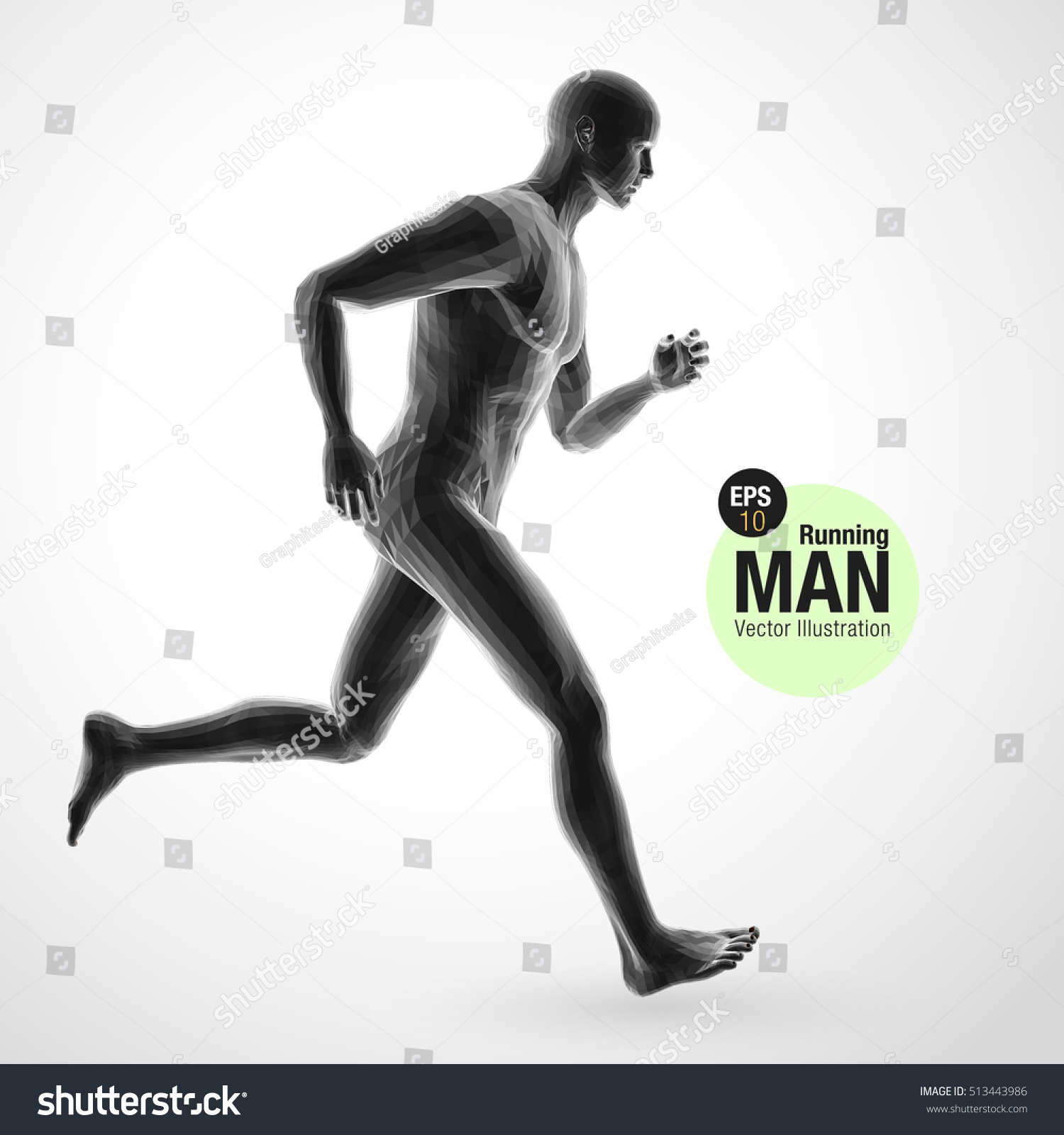 3d Running Man, Black Colored . Polygonal Vector. Sport Illustration ...