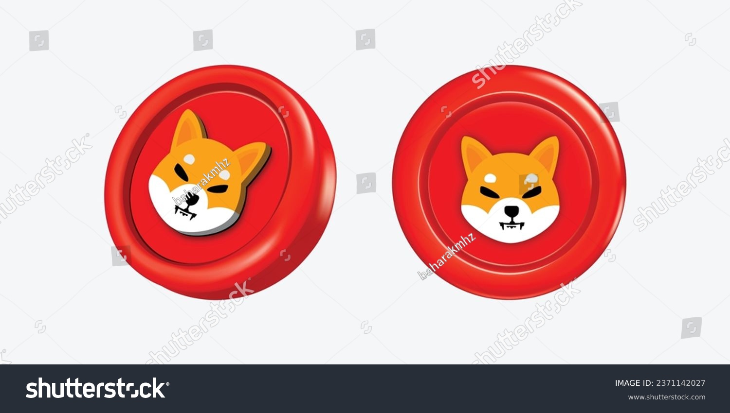 SVG of 3d Shiba Inu Cryptocurrency Coin (SHIB) on white background. Vector illustration svg