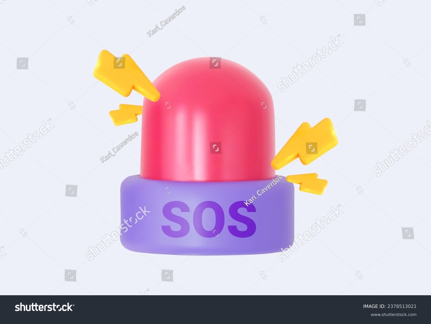 SVG of 3D siren icon. Red emergency light. Warning with flashing stop, danger sign. Danger sign cartoon style. Vector illustration.   svg