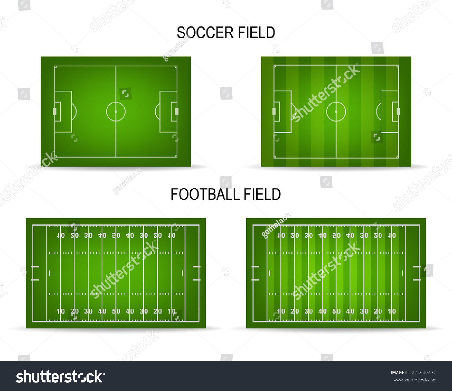 3d Soccer American Football Fields Set Stock Vector Royalty Free 275946470