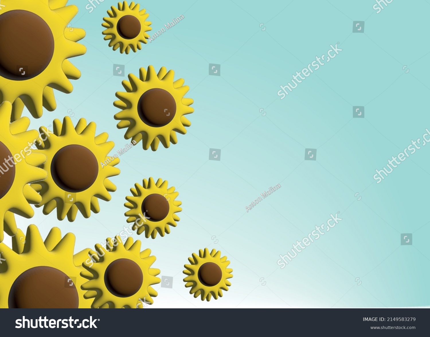 SVG of 3d sunflowers vector illustration. Summer flowers background. svg