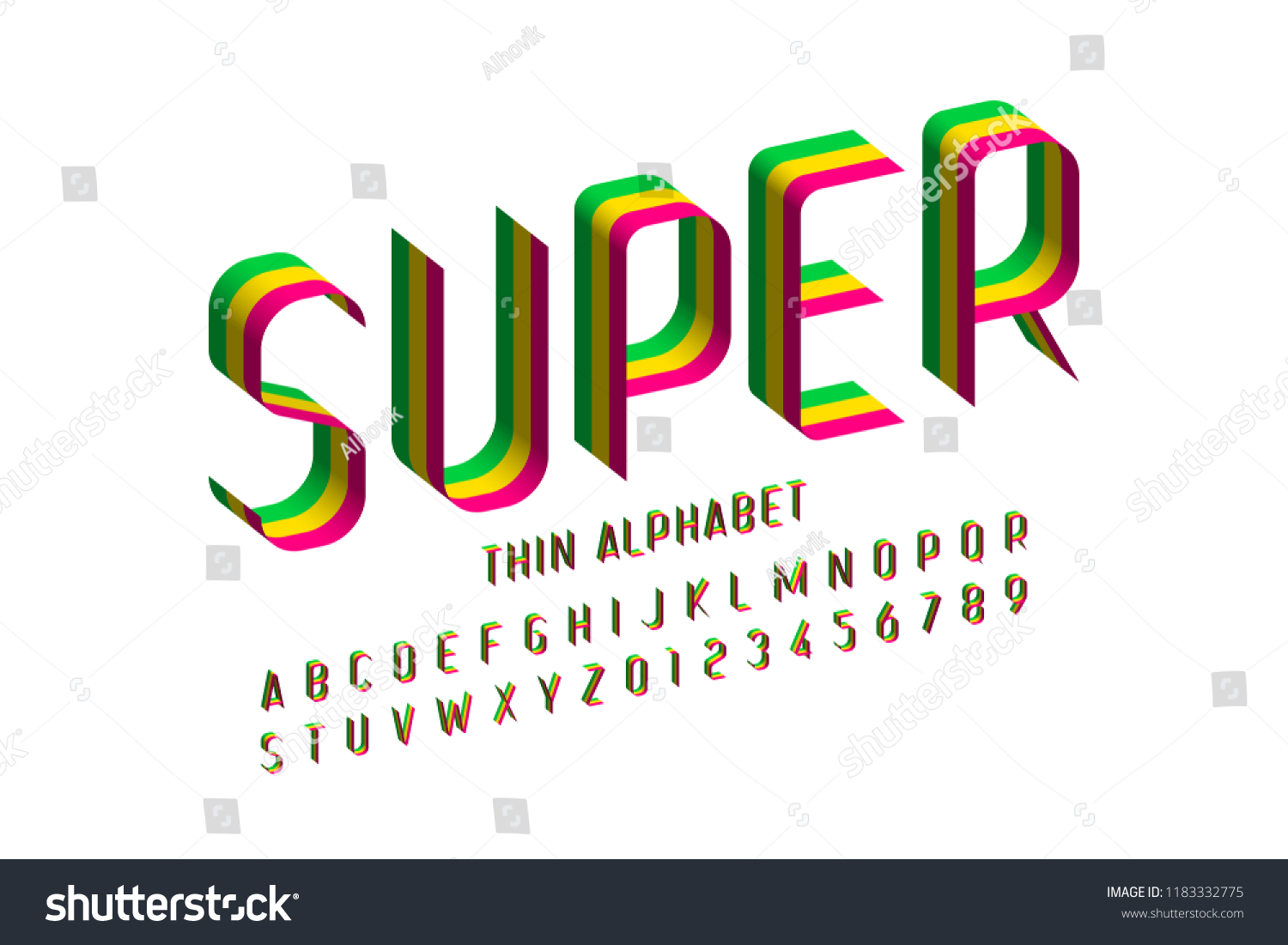 3d Super Thin Font Design Alphabet Stock Vector (royalty Free 