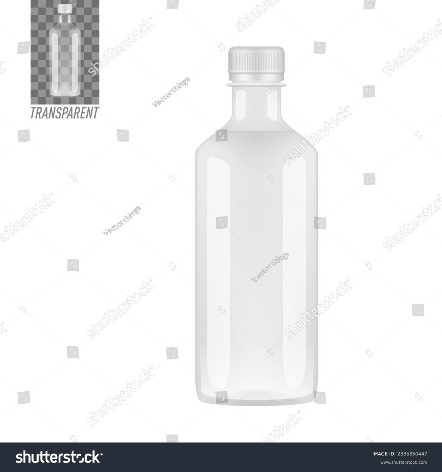 SVG of 3D Transparent Plastic Bottle With Glossy Highlights. EPS10 Vector svg