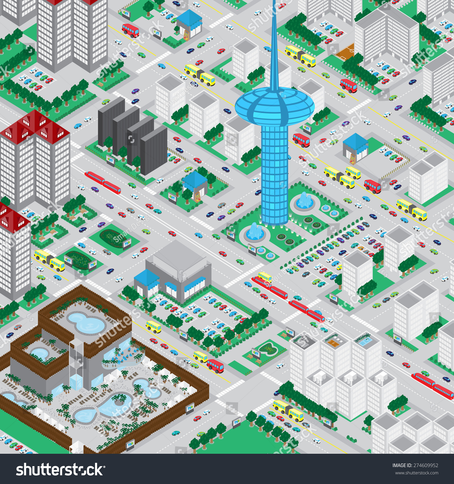 3d Urban City, Very Detailed - Vector Illustration, Graphic Design ...
