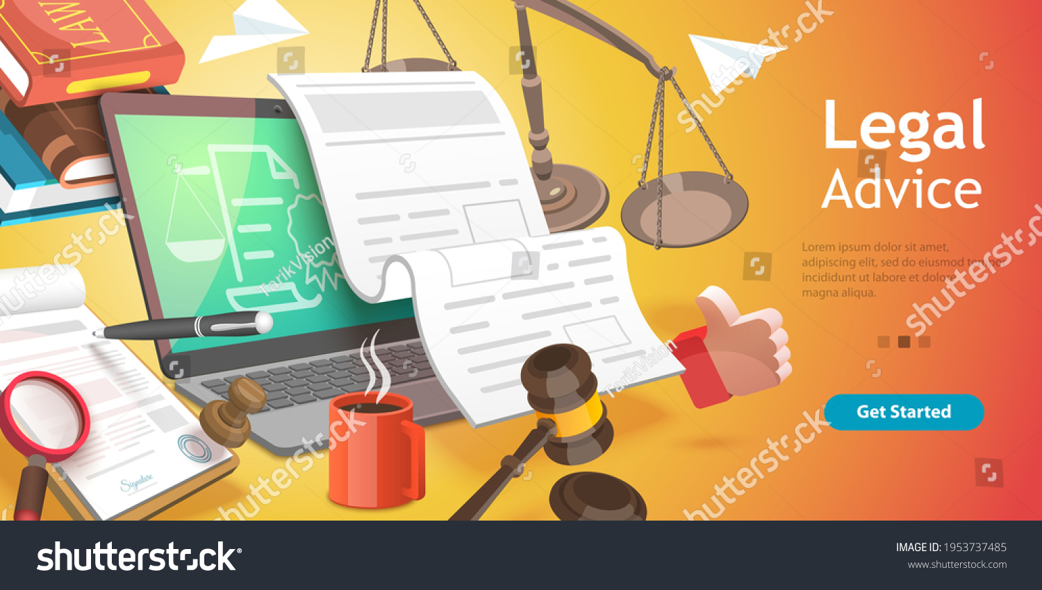 3d Vector Conceptual Illustration Online Legal Stock Vector (Royalty ...