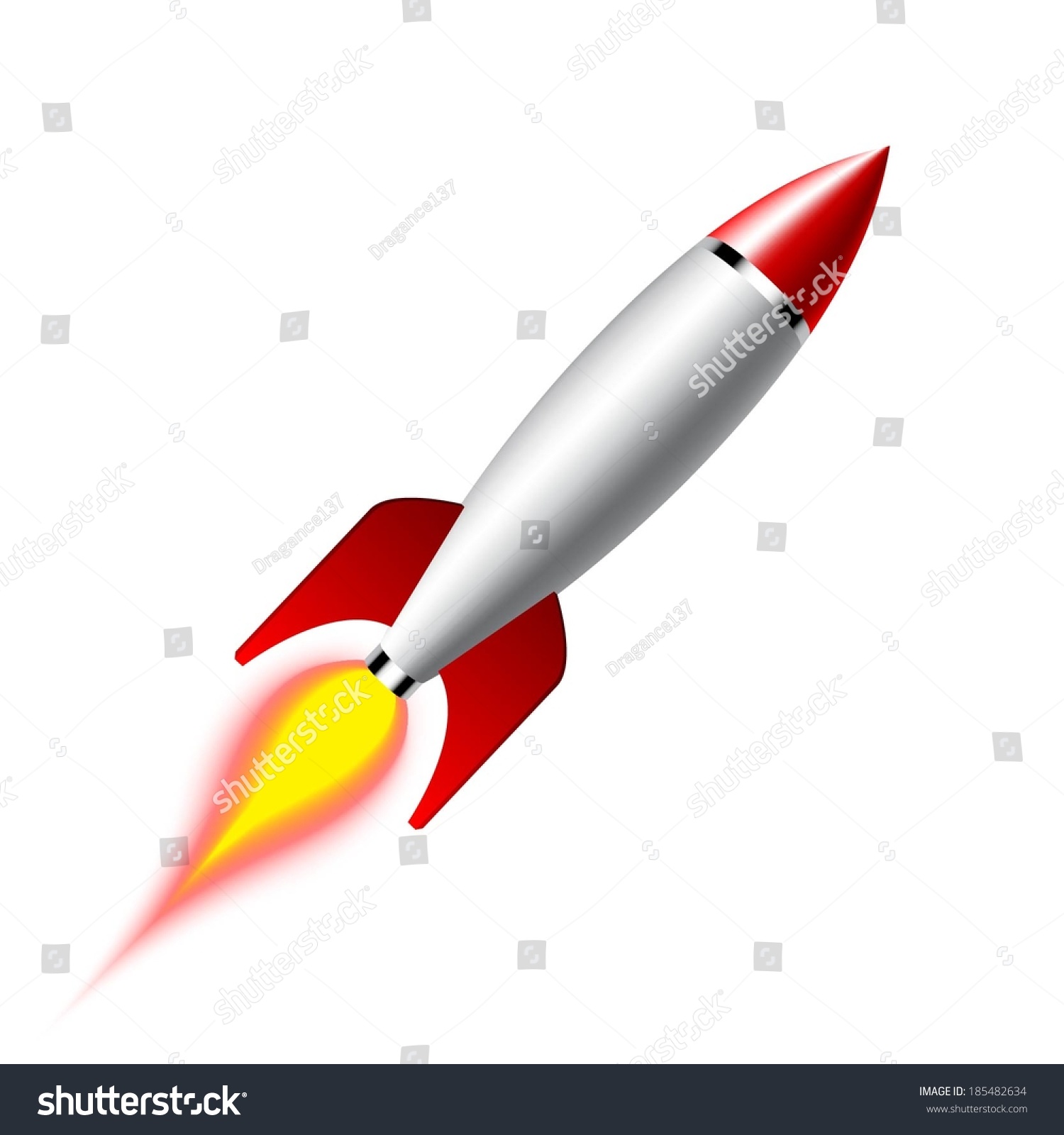 Download 3d Vector Rocket Isolated On White Stock Vector 185482634 - Shutterstock