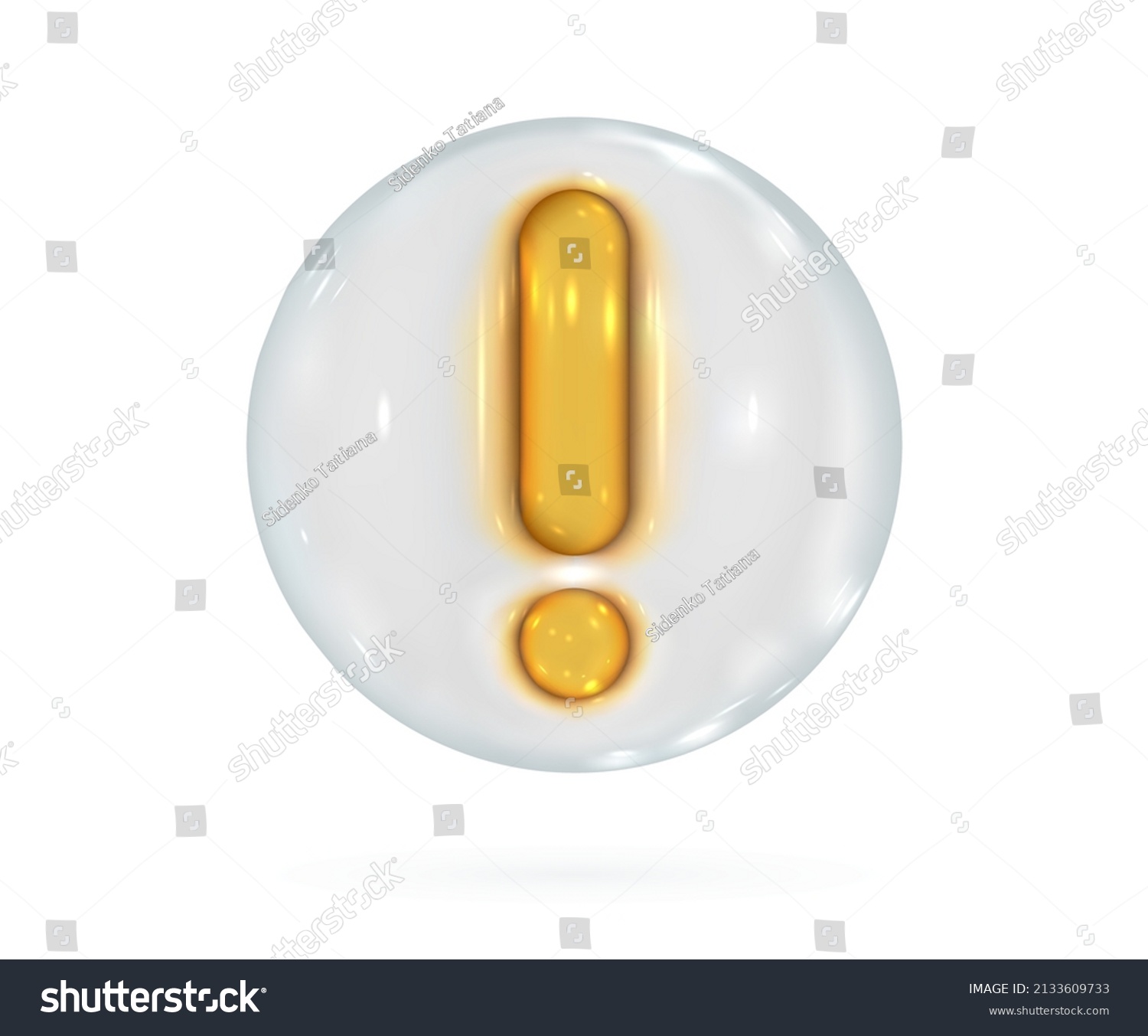 3d Warning Icon Yellow Exclamation Mark Stock Vector (Royalty Free