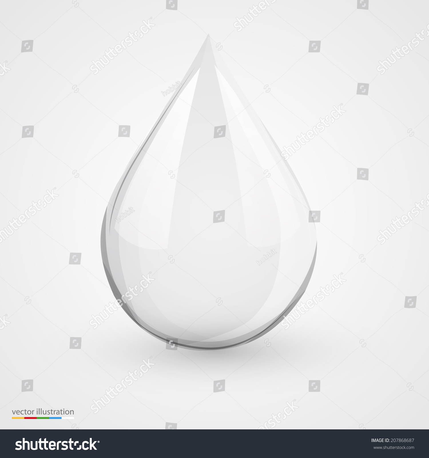 3d Water Drop On White Isolated. Vector Illustration - 207868687 ...