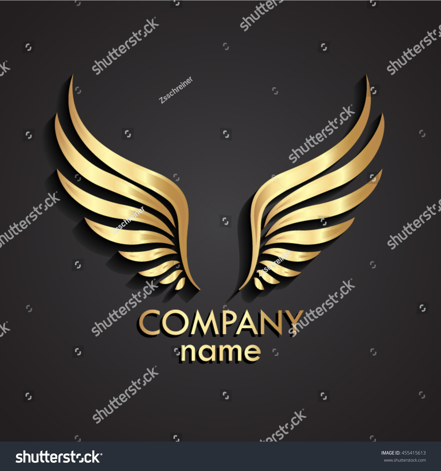 Download 3d Wings Gold Logo Vector Illustration Stock Vector 455415613 - Shutterstock