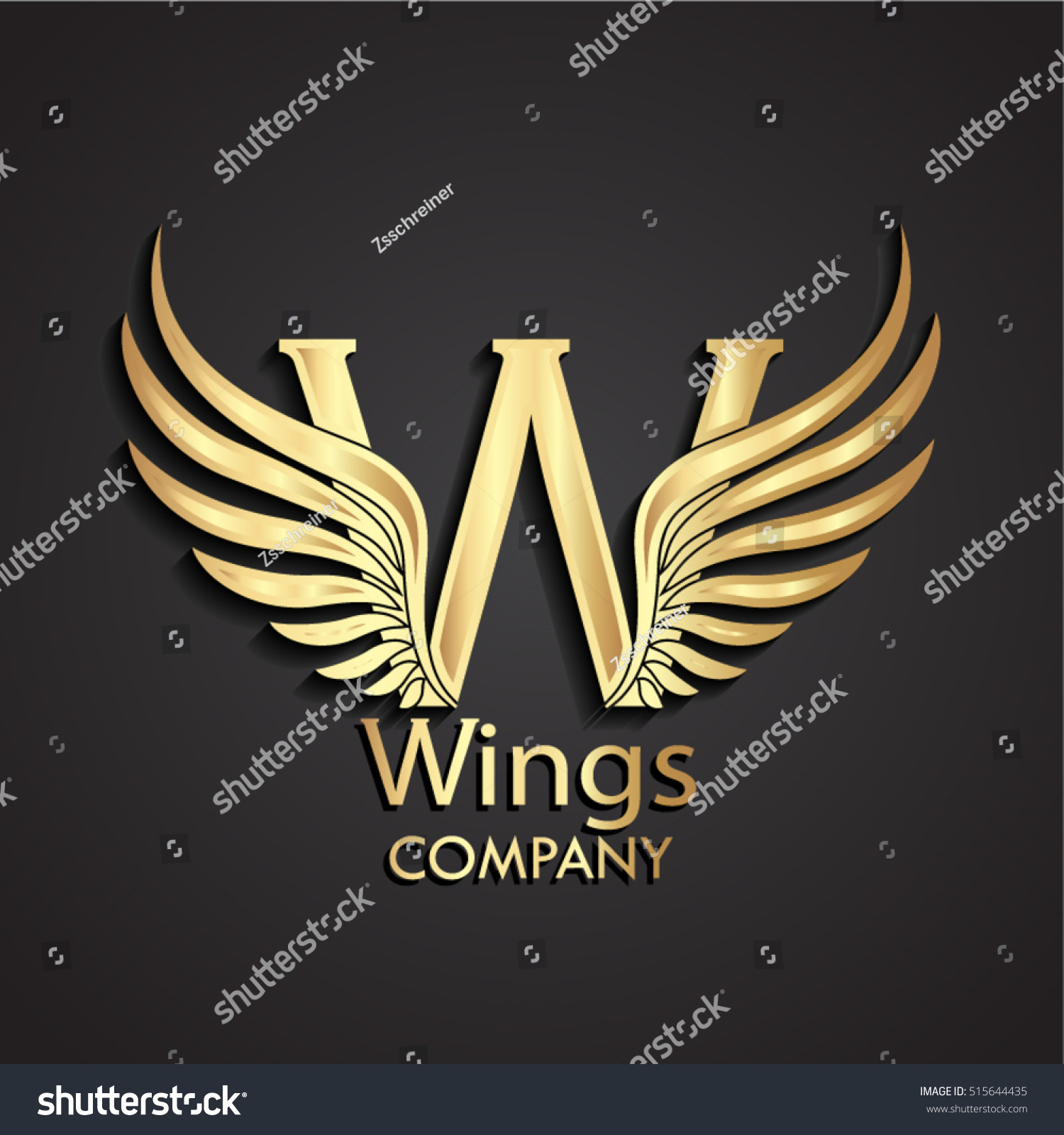Download 3d Wings Gold W Logo Vector Stock Vector 515644435 ...