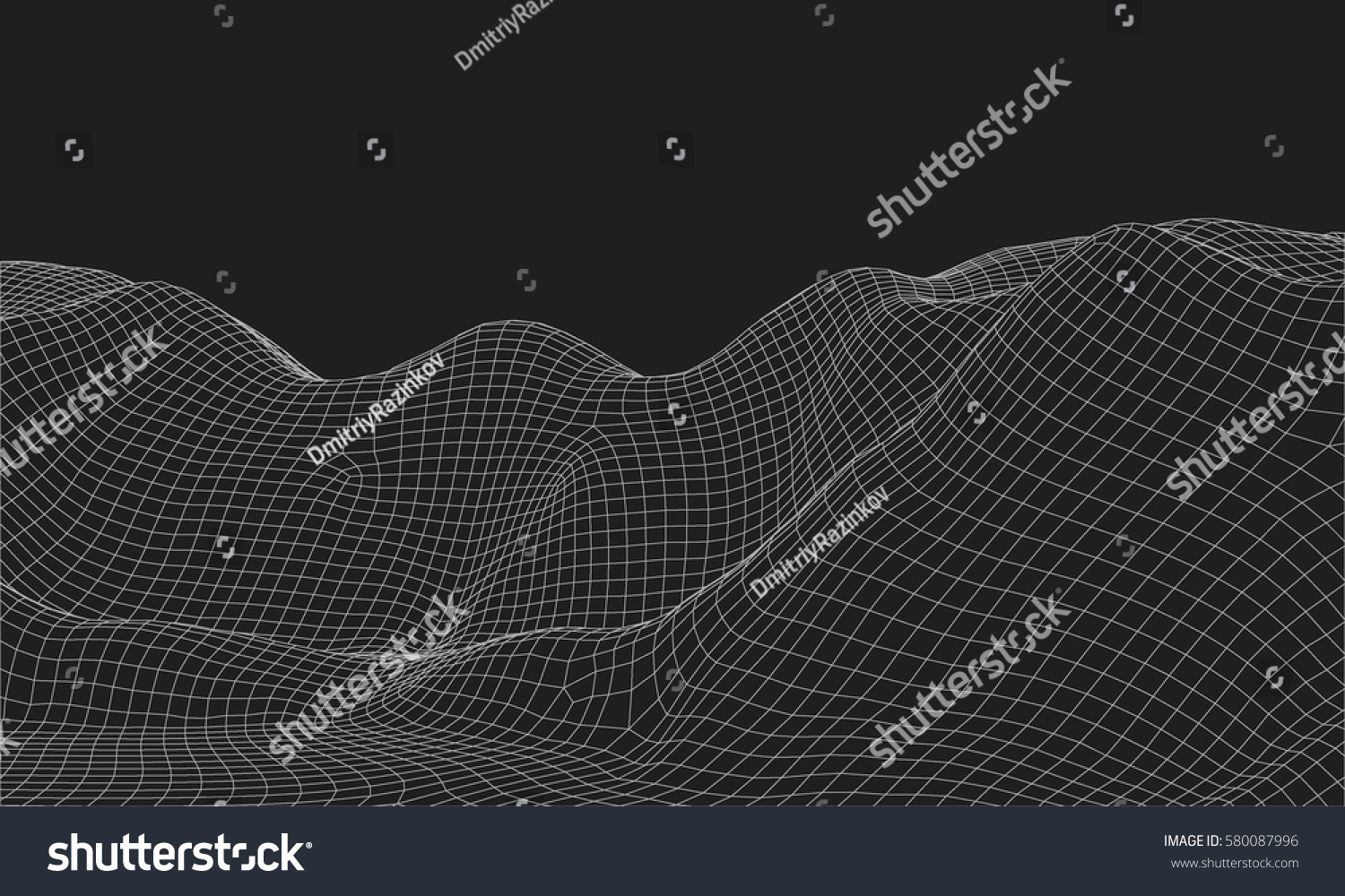 3d Wireframe Terrain Wide Angle Eps10 Stock Vector (Royalty Free ...