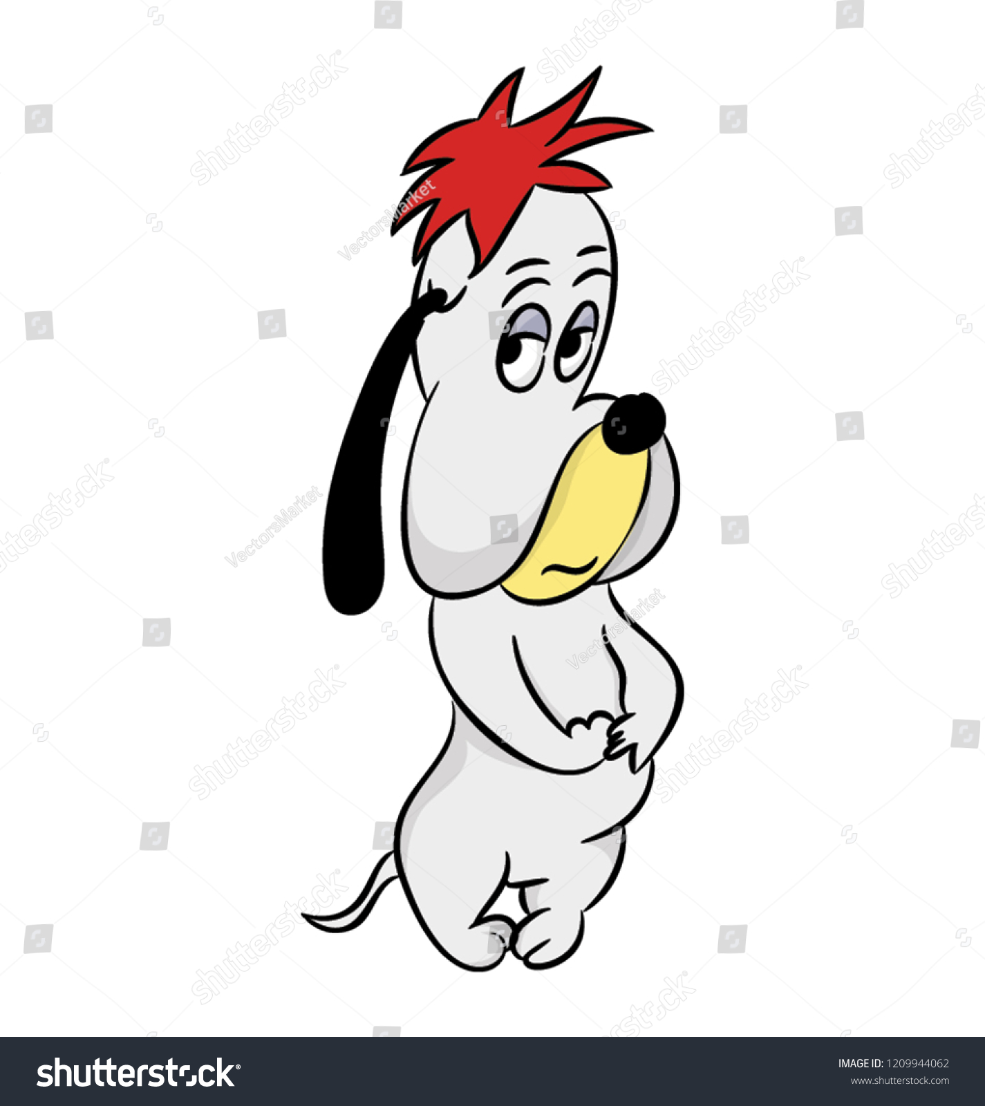 Dan Angry Droopy Dog Cartoon Sitting Stock Vector (Royalty Free) 1209944062