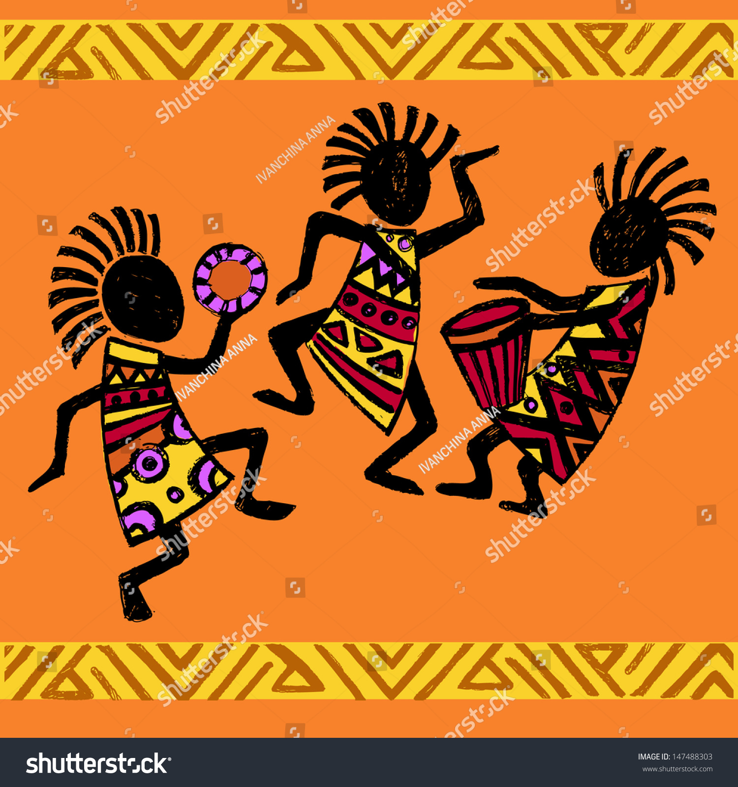 Dancing Aboriginespapuanaborigine Stock Vector 147488303 - Shutterstock