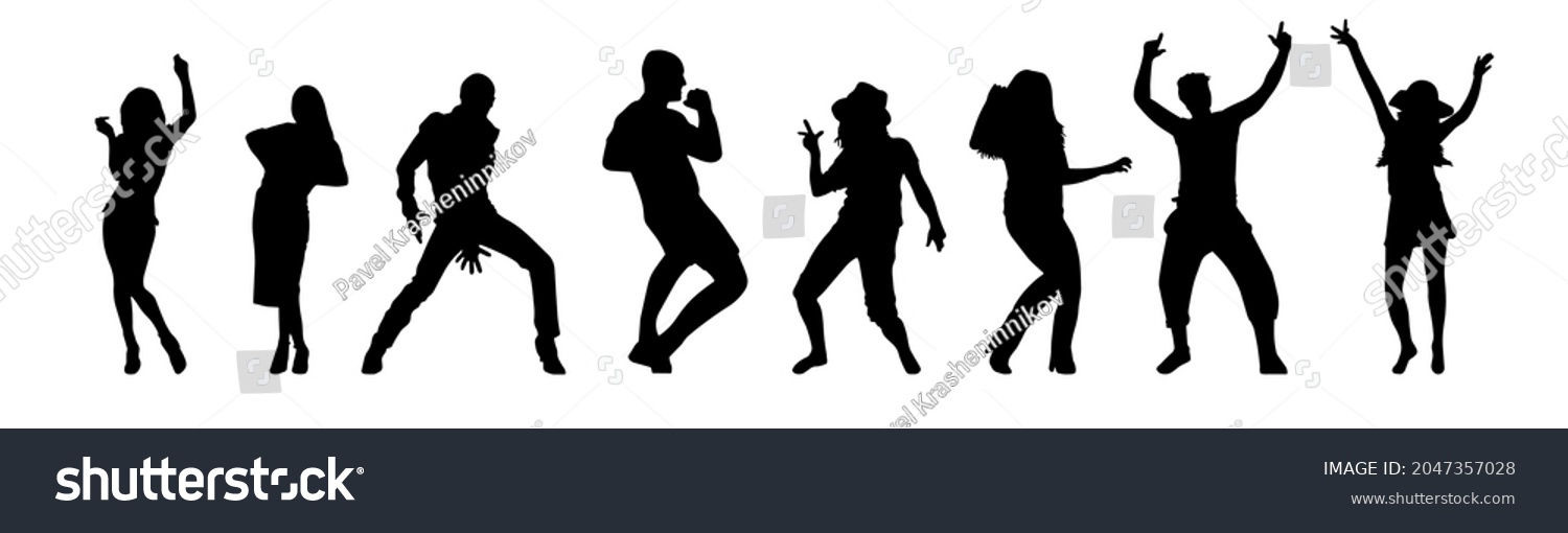 Dancing People Black Silhouettes Party Stock Vector (Royalty Free ...