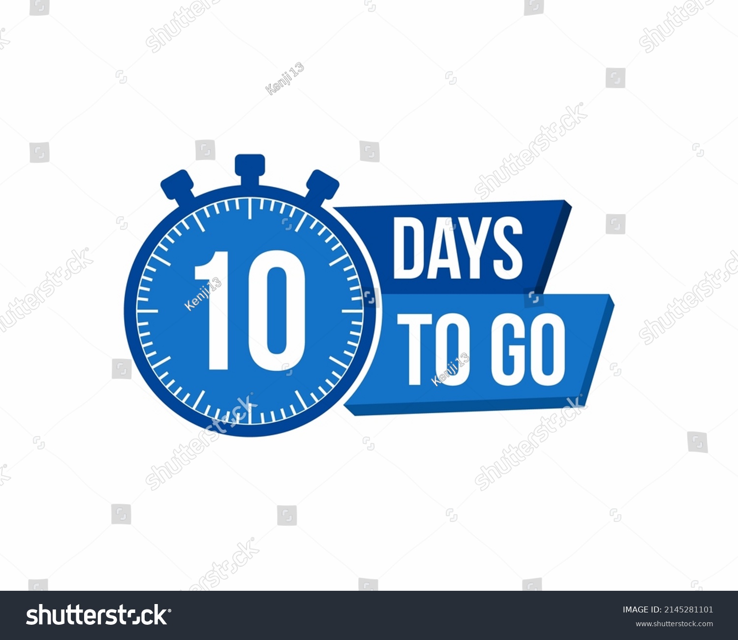 10 Day Go Countdown Timer Clock Stock Vector (Royalty Free) 2145281101 ...