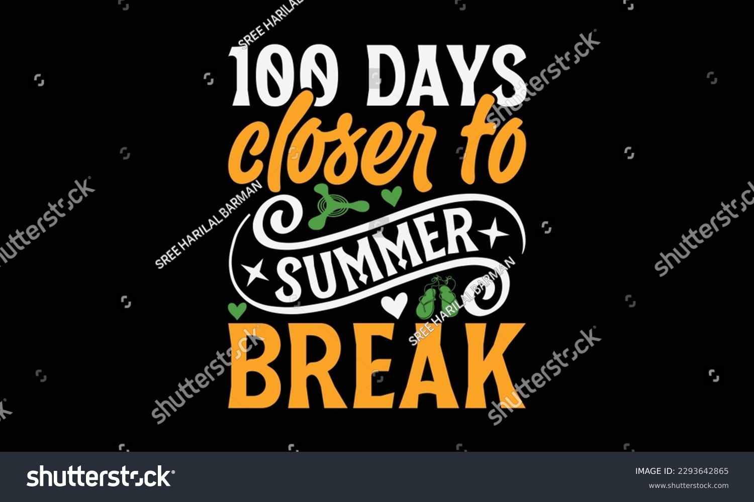 SVG of 100 days closer to summer break - Summer Svg typography t-shirt design, Hand drawn lettering phrase, Greeting cards, templates, mugs, templates, brochures, posters, labels, stickers, eps 10. svg
