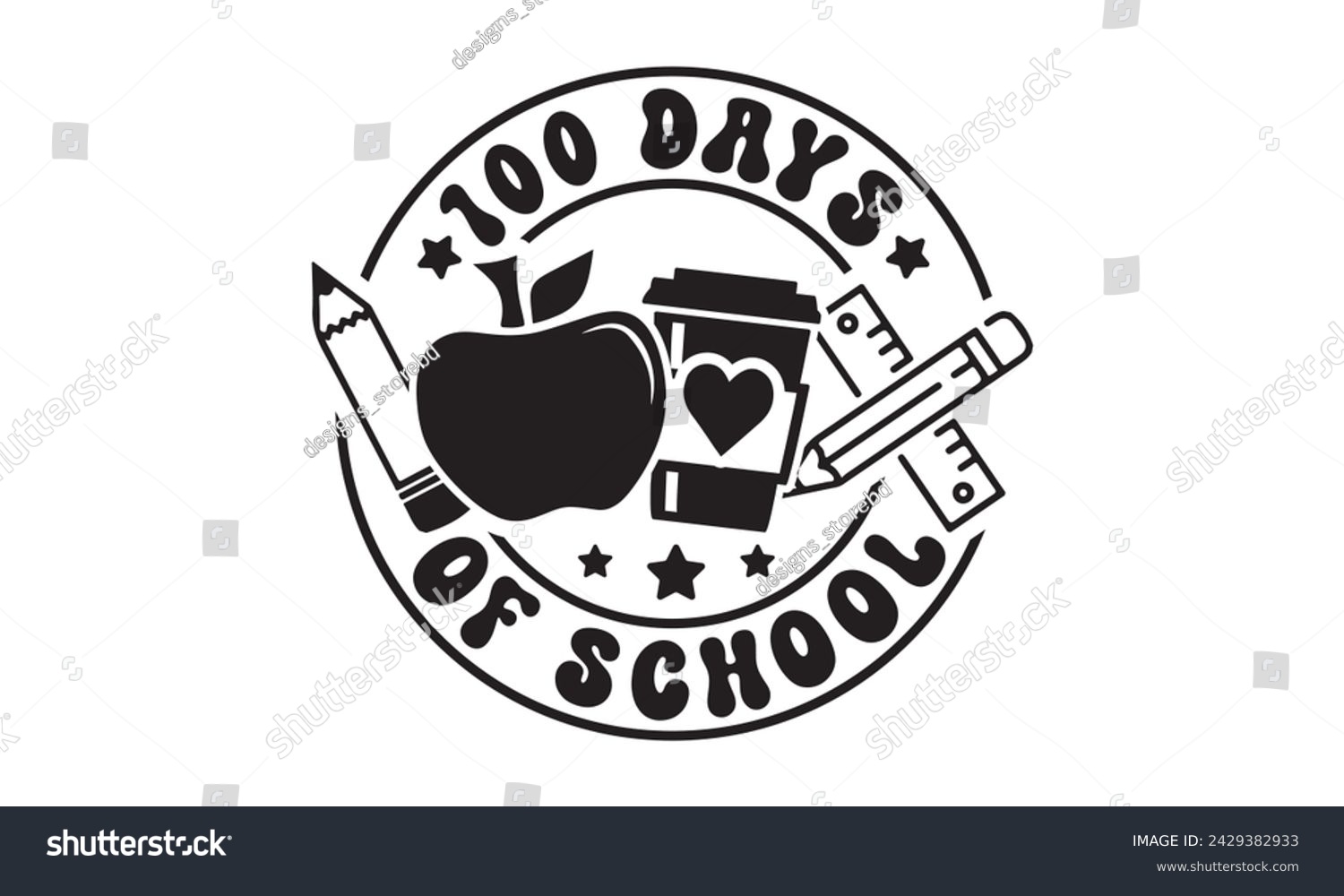 SVG of 100 days of school,100 Days of school svg,Teacher svg,t-shirt design,Retro 100 Days svg,funny 100 Days Of School svg,Printable Vector Illustration,Cut Files Cricut,Silhouette,png,Laser cut svg