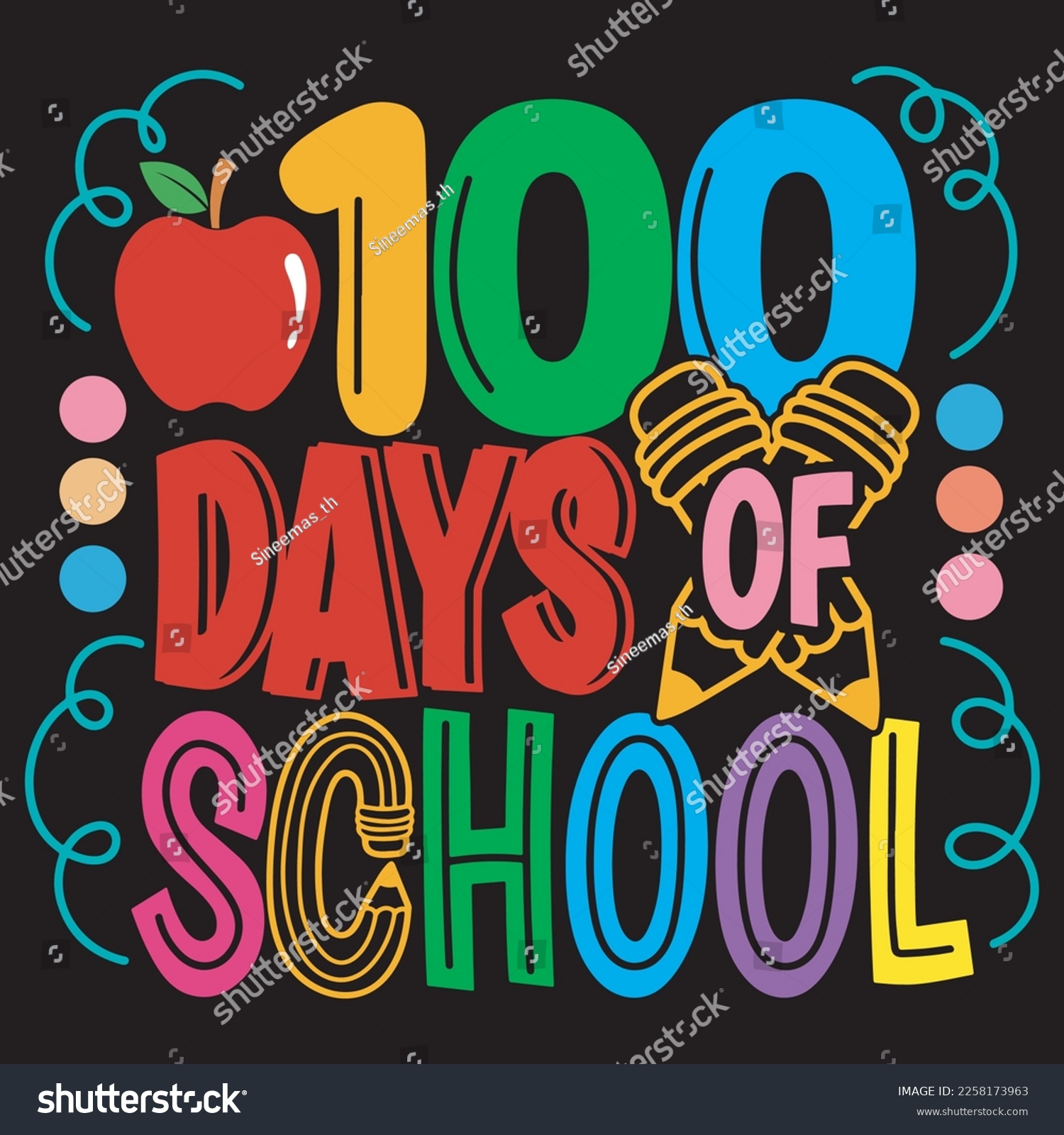 SVG of 100 days of school svg vector, Illustration isolated on black background,
100 Days Of School T-Shirt Design, Back to school cut file.
 svg