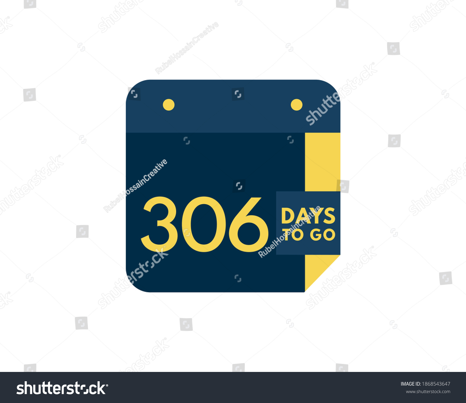 SVG of 306 days to go calendar icon on white background, 306 days countdown, Countdown left days banner image svg