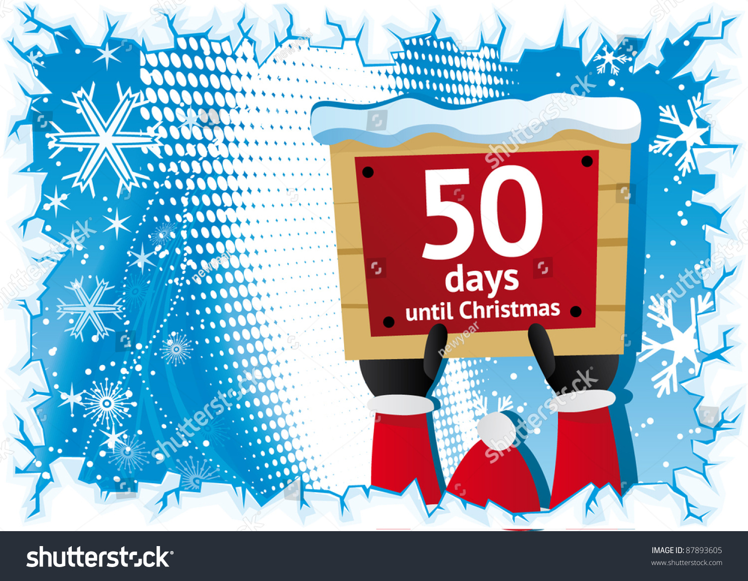 50 Days Until Christmas Vector Christmas Stock Vector 87893605