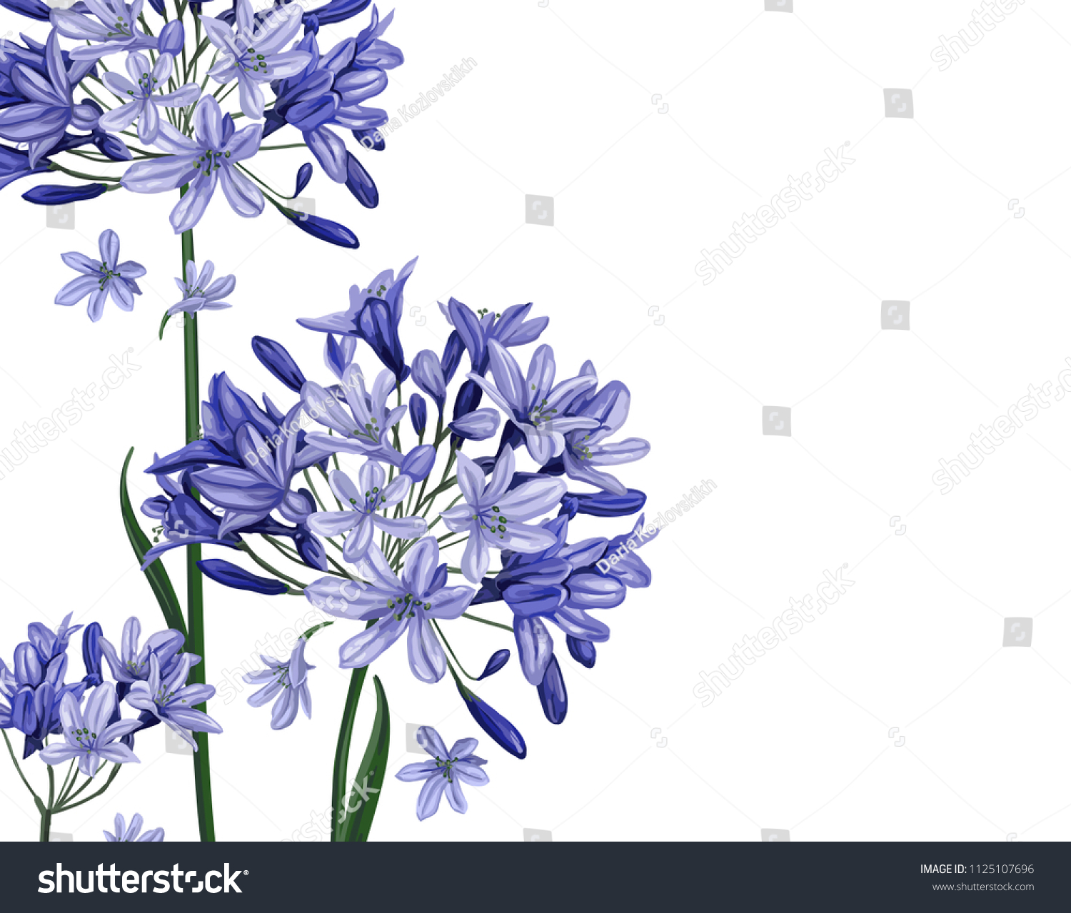 SVG of 
Decorative card. Beautiful blue flowers on a white background. svg