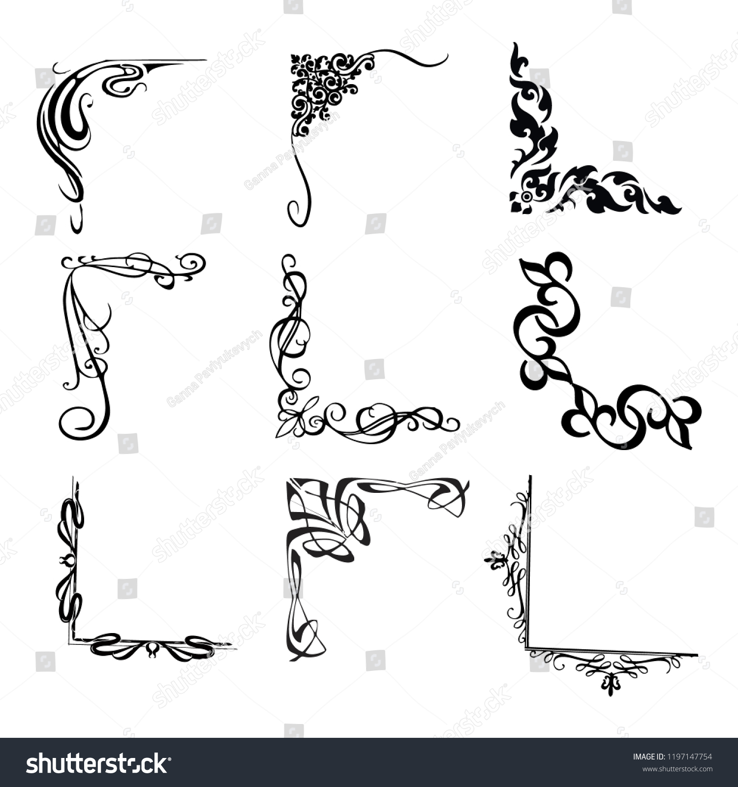 Decorative Monograms Calligraphic Borders Template Signage Stock Vector ...