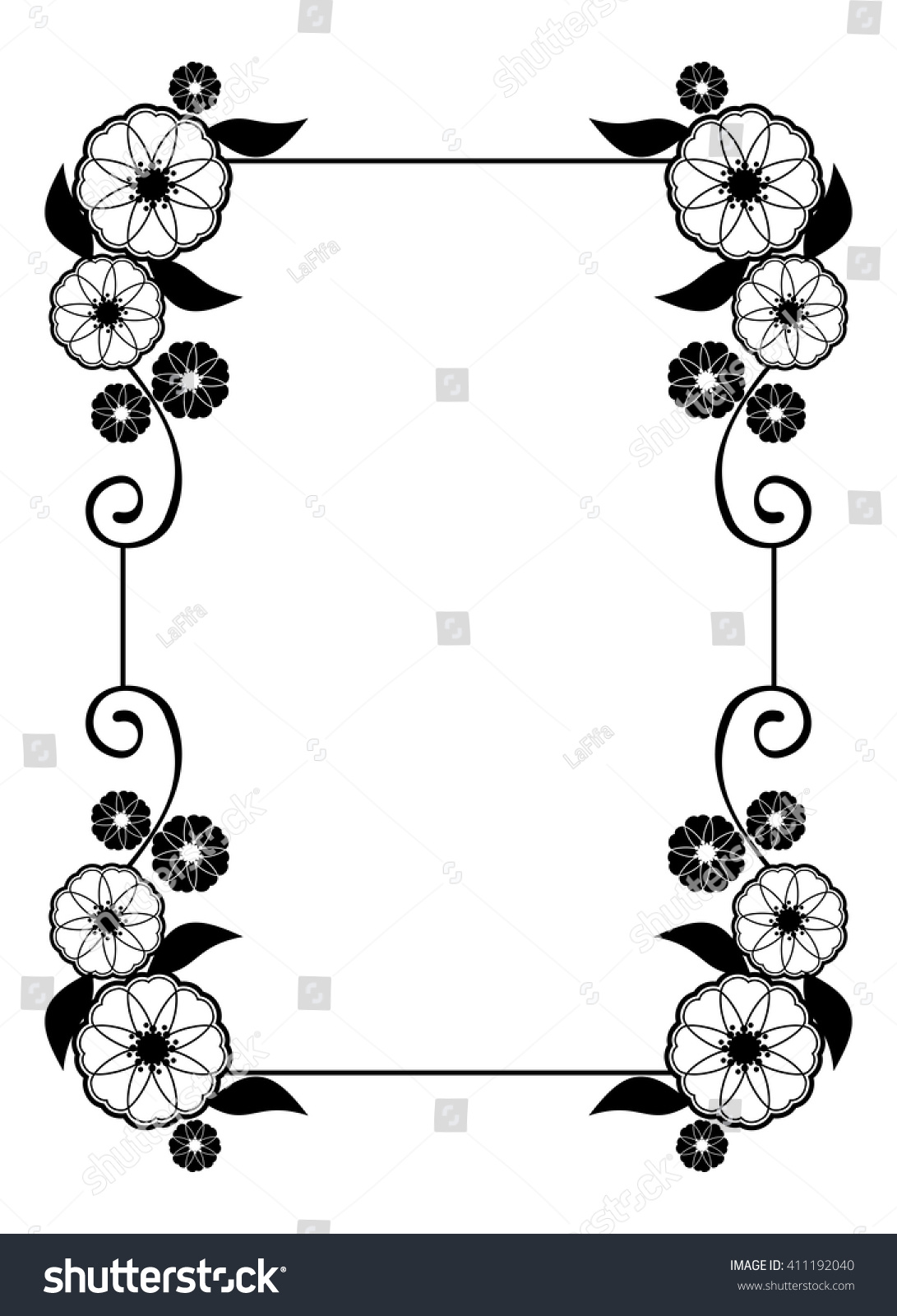 Decorative Silhouette Frame Floral Elements Decoration Stock Vector ...