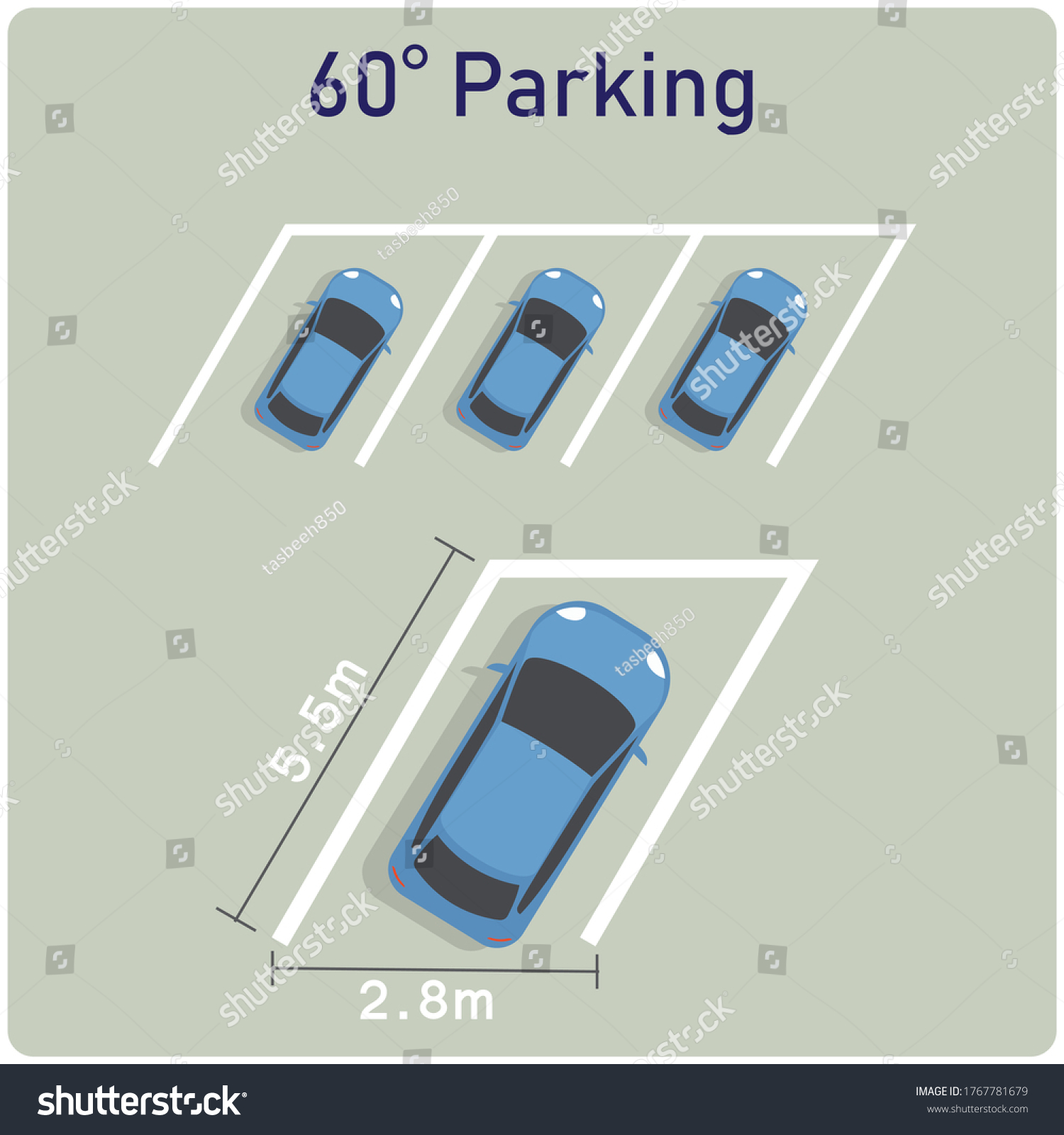 60 Degree Angle Parking Area Stock Vector (Royalty Free) 1767781679 ...