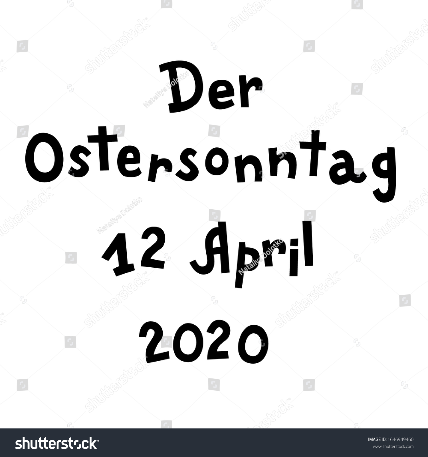 Der Ostersonntag 12 April 2020 Hand Stock Vector Royalty Free 1646949460