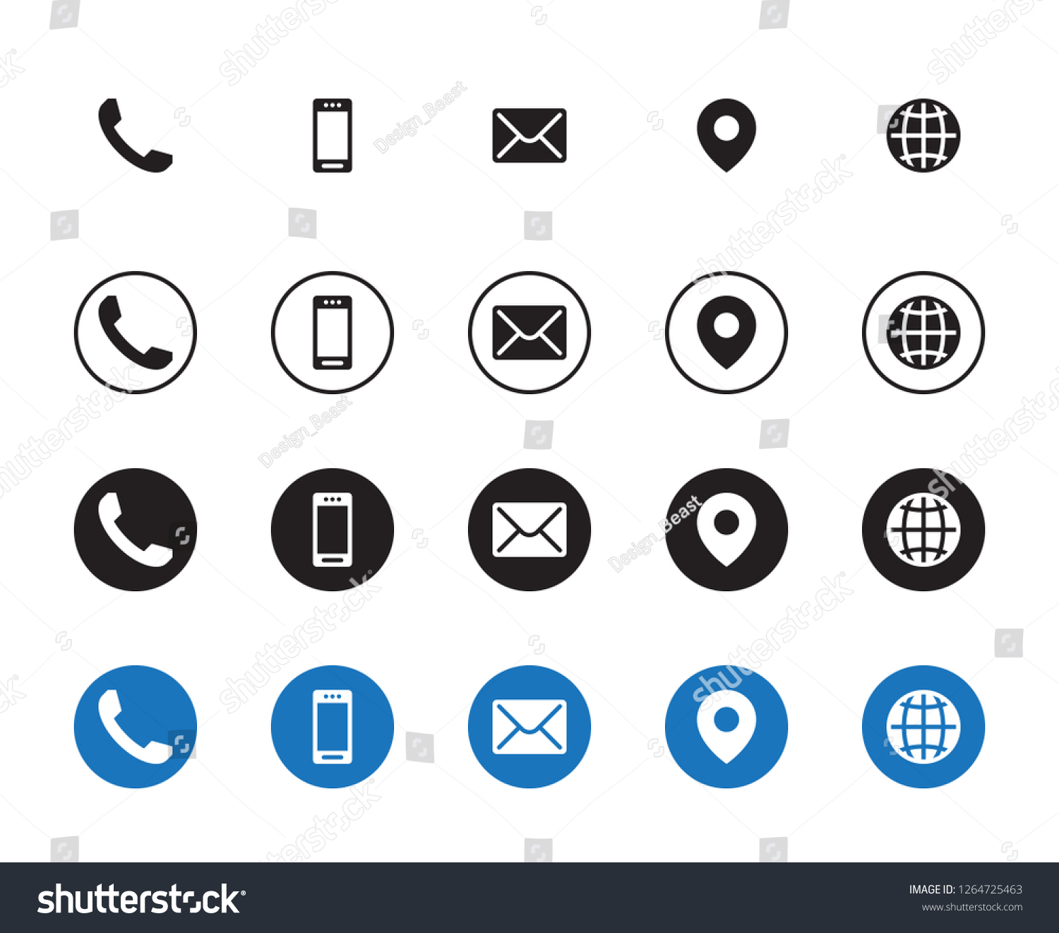 4 Different Contact Icons Stock Vector (Royalty Free) 1264725463 ...