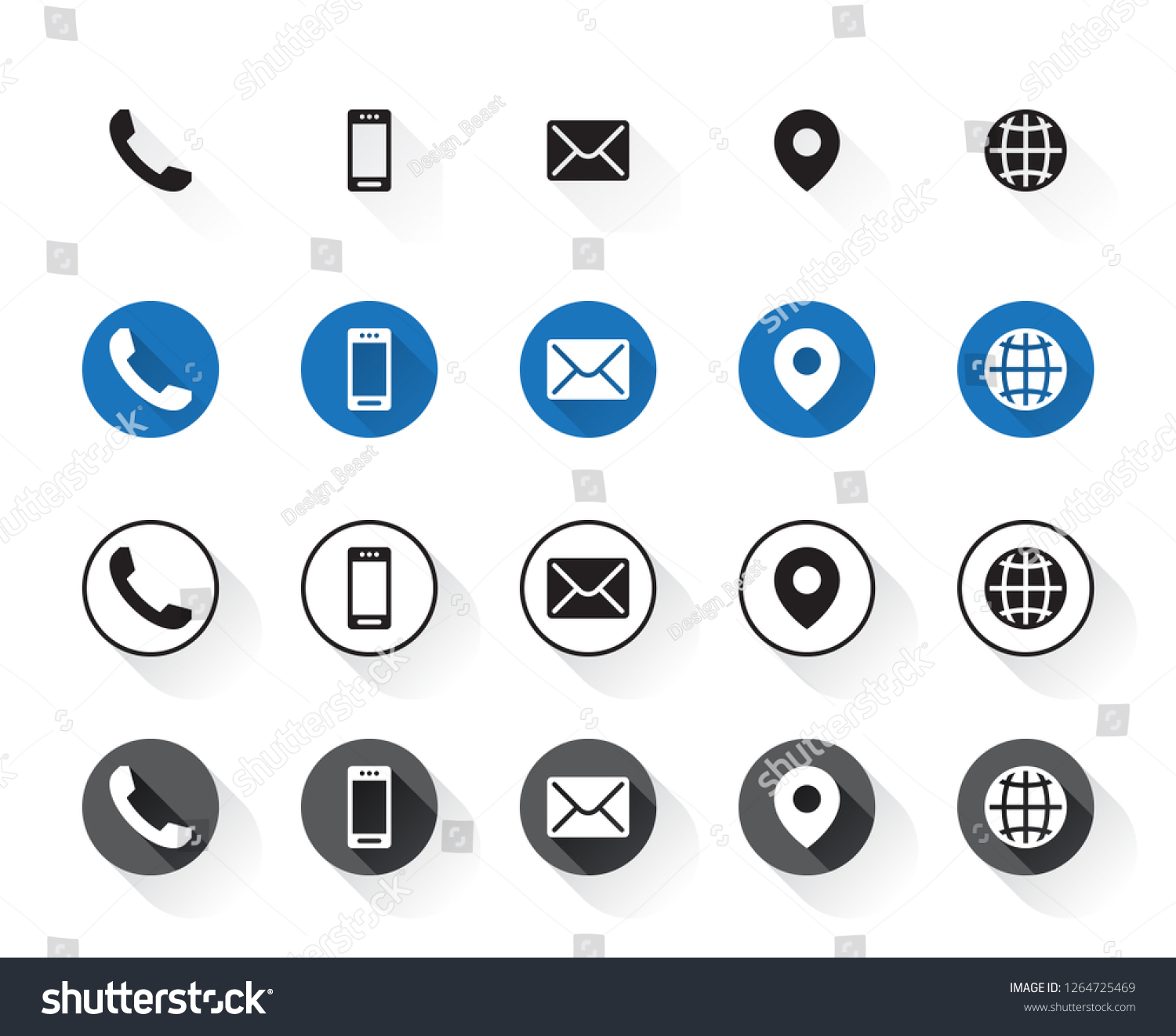 4 Different Contact Icons Stock Vector (Royalty Free) 1264725469 ...