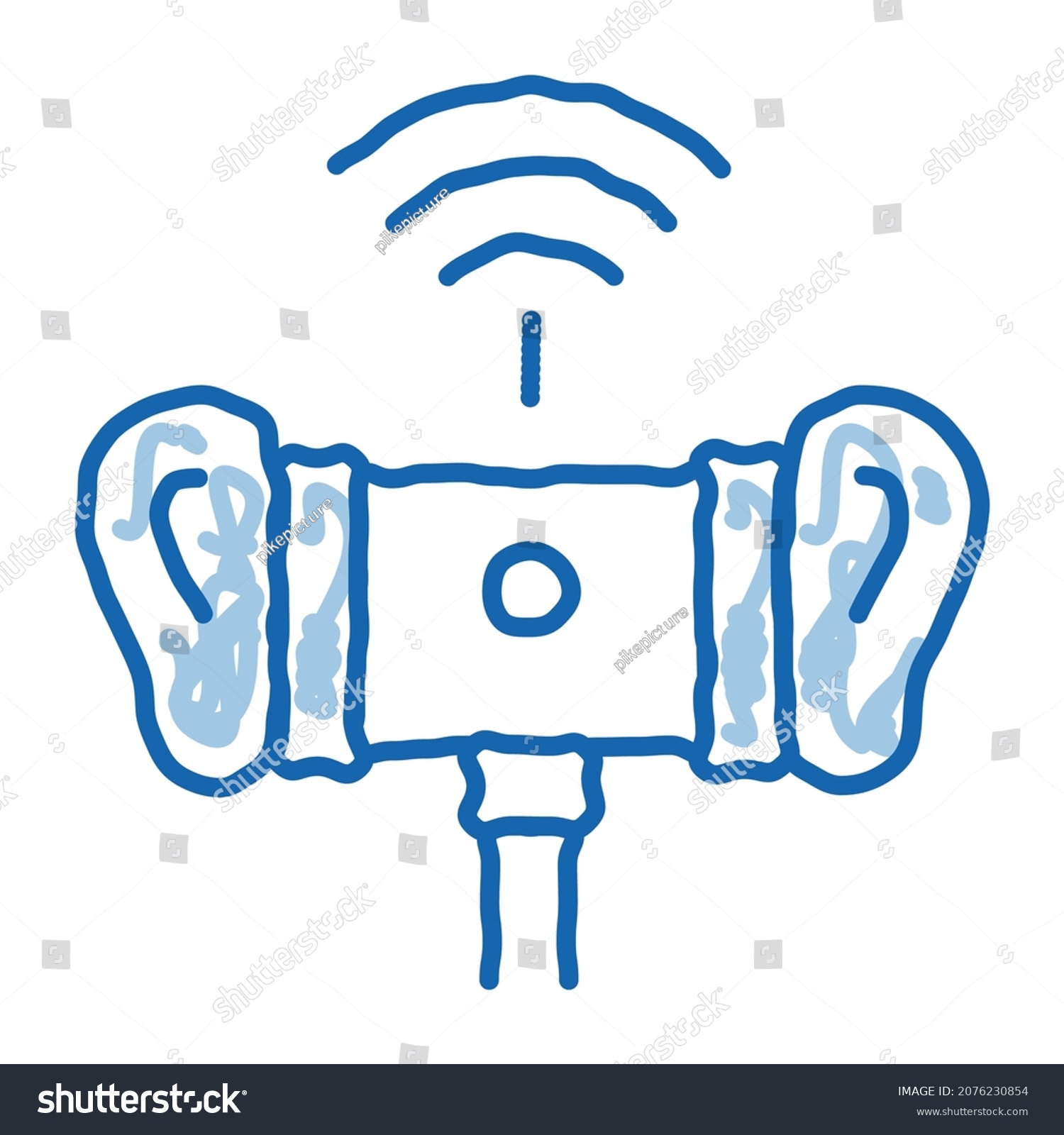 SVG of 3dio Binaural Microphone sketch icon vector. Hand drawn blue doodle line art 3dio Binaural Microphone Sign. isolated symbol illustration svg