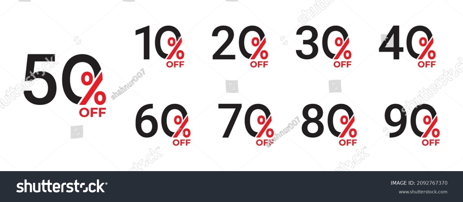 SVG of 10%, 20%, 30%, 40%, 50%, 60%, 70%, 80%, 90% Discount. Sale tags set vector badges template. Sale offer price sign. Special offer symbol. Discount promotion. Discount badge shape. Vector design svg