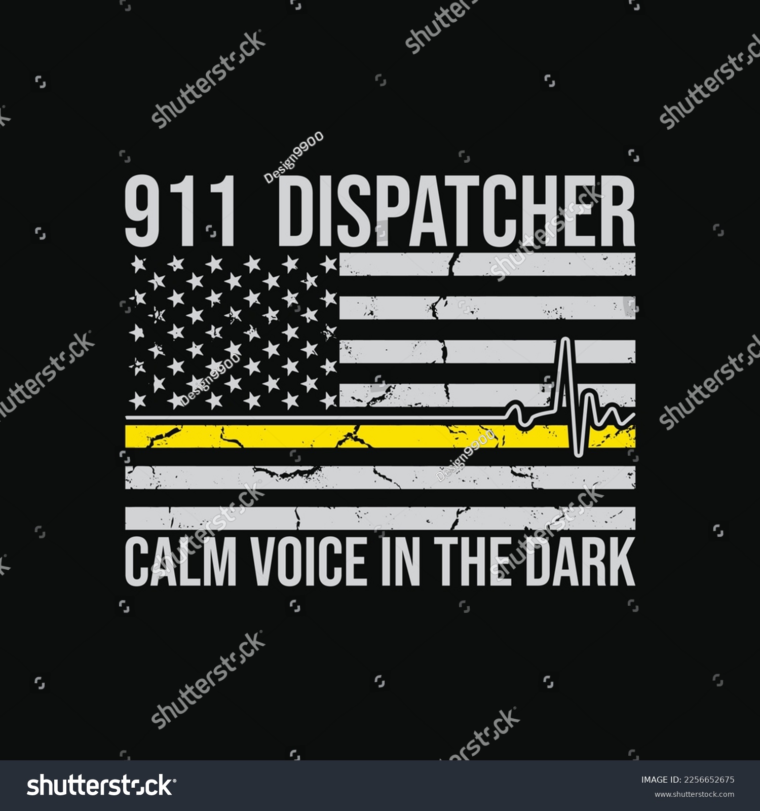 SVG of 911 Dispatcher Calm Voice In The Dark USA Gold Line Flag svg