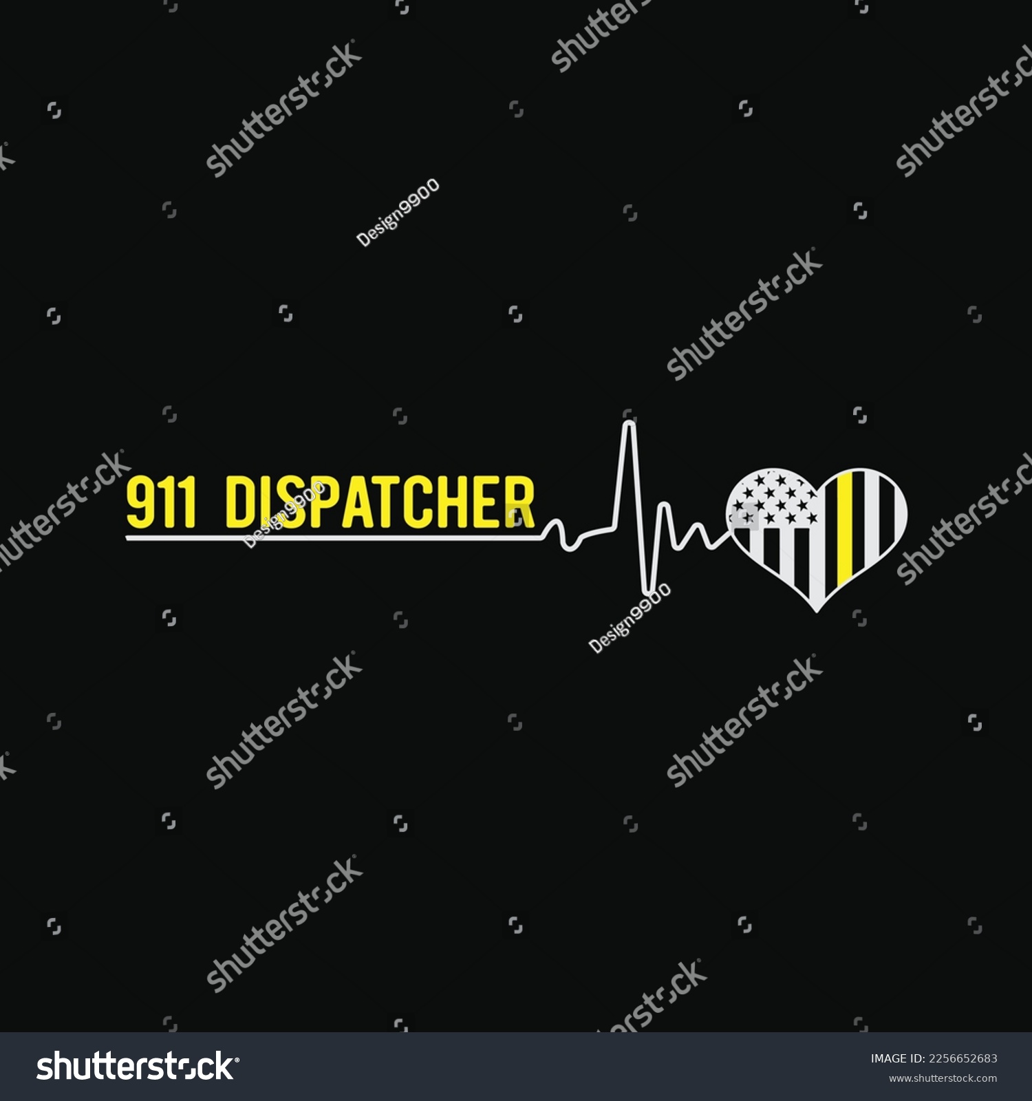 SVG of 911 Dispatcher Heartbeat funny t-shirt design svg